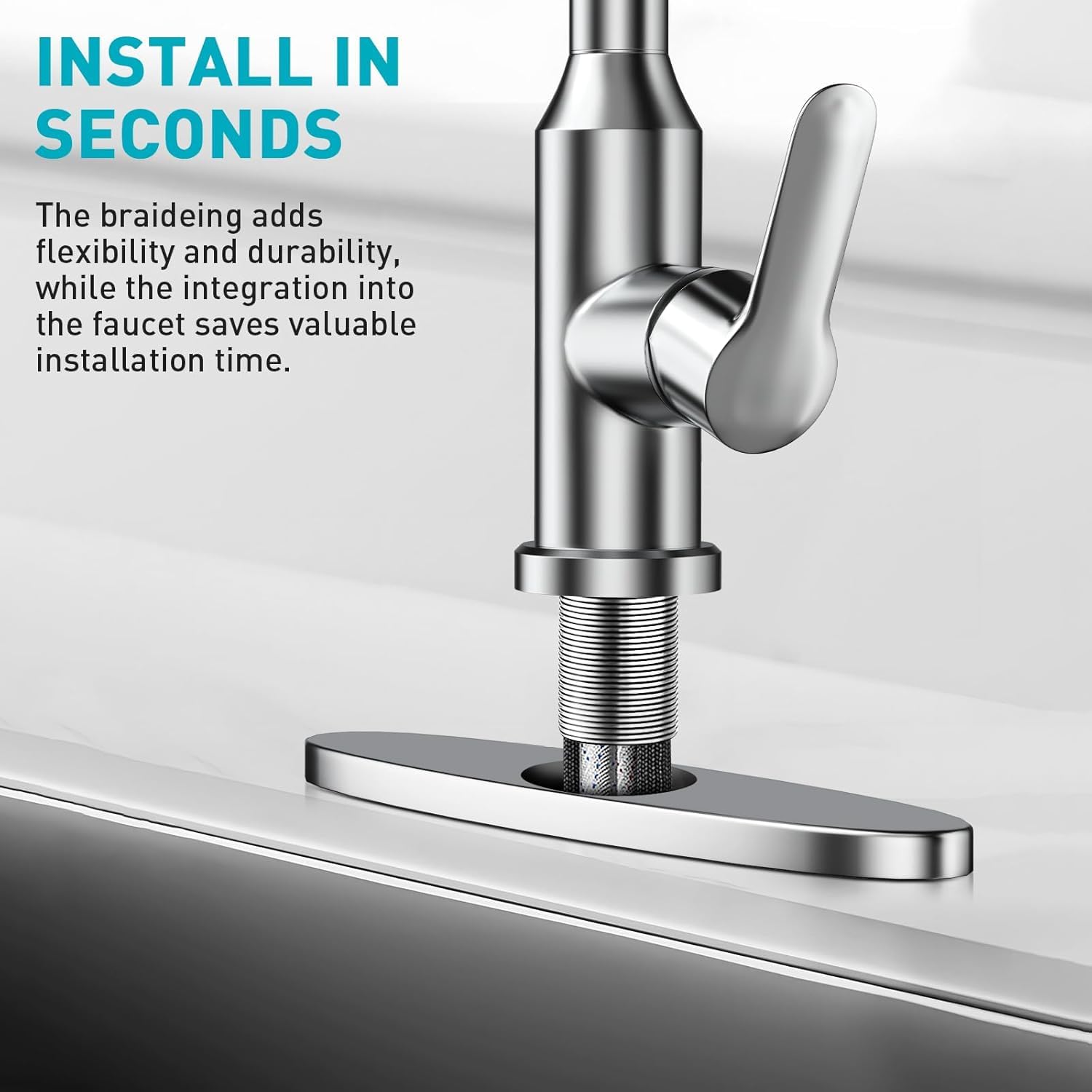 Tedflop Kitchen Faucet With Pull Down Sprayer - Stainless Steel Kitchen Sink Faucets 3 In 1 Function, Waterfall 360° Swivel Kitchen Faucet, Bar, Laundry, Rv,Farmhouse(Brushed)