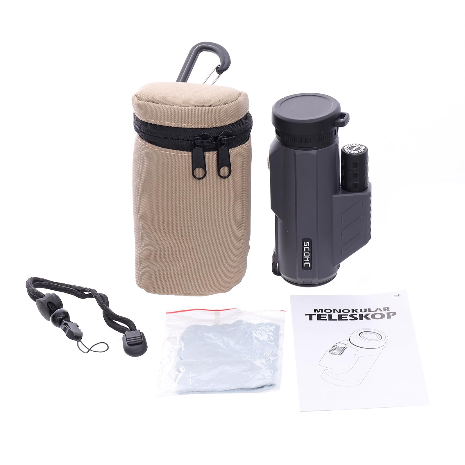 Scokc Waterproof Monocular Telescope  Lightweight With Travel Bag, Compact, 10X Magnification, Wide Field Of View For Bird Watching, Hunting, Hiking, Camping (10X32, Dark Grey)