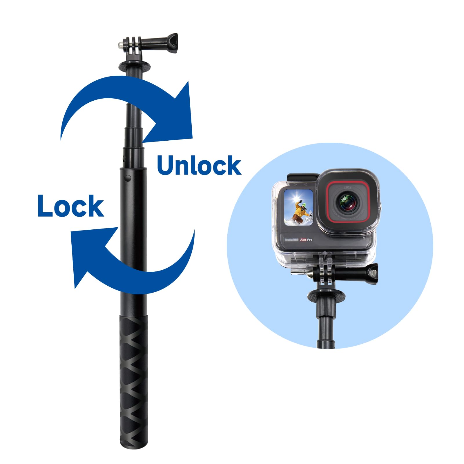 Shoot Selfie Stick 45.2Inch/115Cm Extension Invisible Monopod Compatible For Gopro Hero 13/12/11/10/9 For Insta 360 Ace Pro X4 X3 Dji Action 4 3 2 Akaso And Other Action Cameras