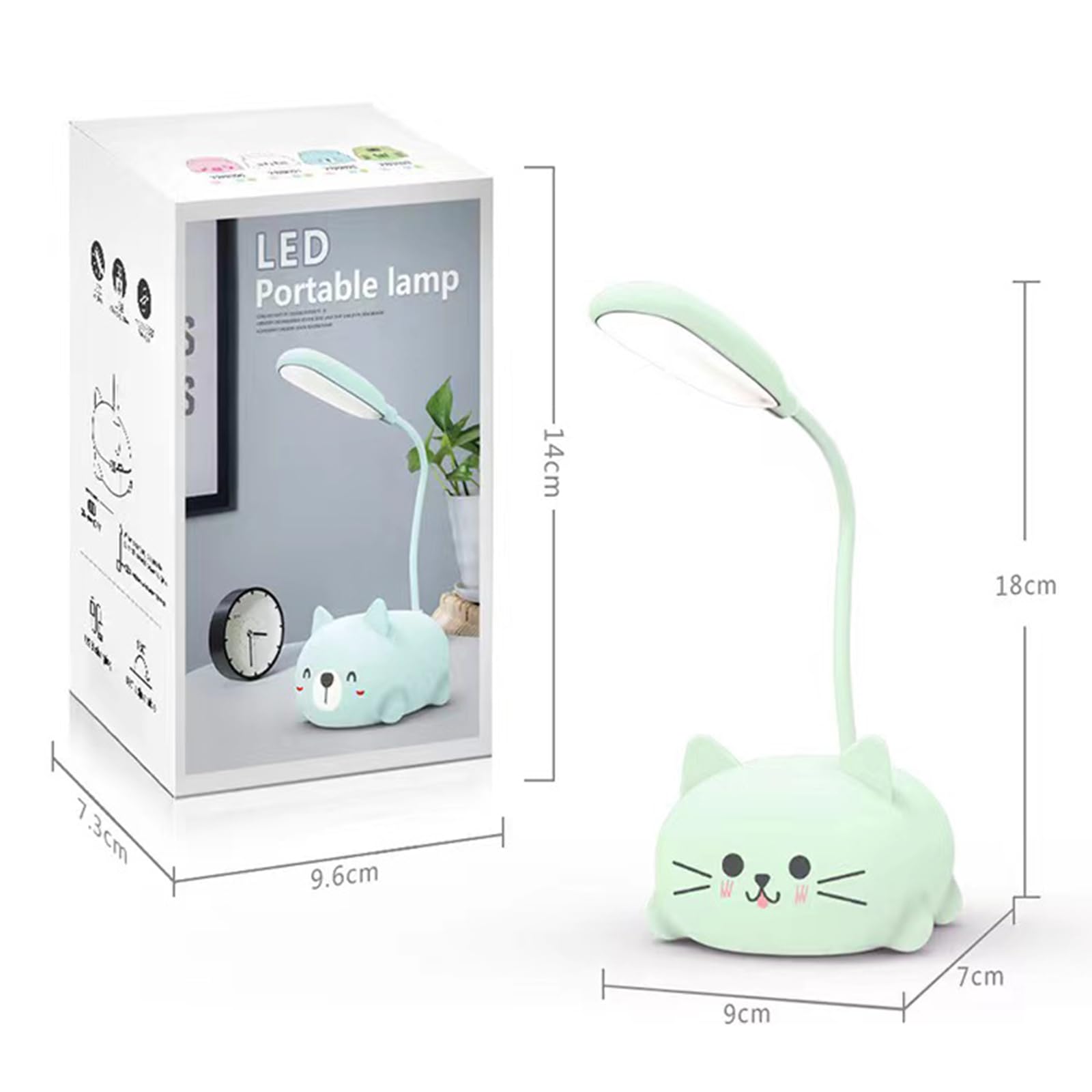 Neioaas Led Desk Lamp For Kids, Cute Cat Lamp Usb Rechargeable Reading Light,Portable Led Table Light, Flexible Gooseneck Eye-Care Cartoons Small Desk Lamp Girls (Pink)