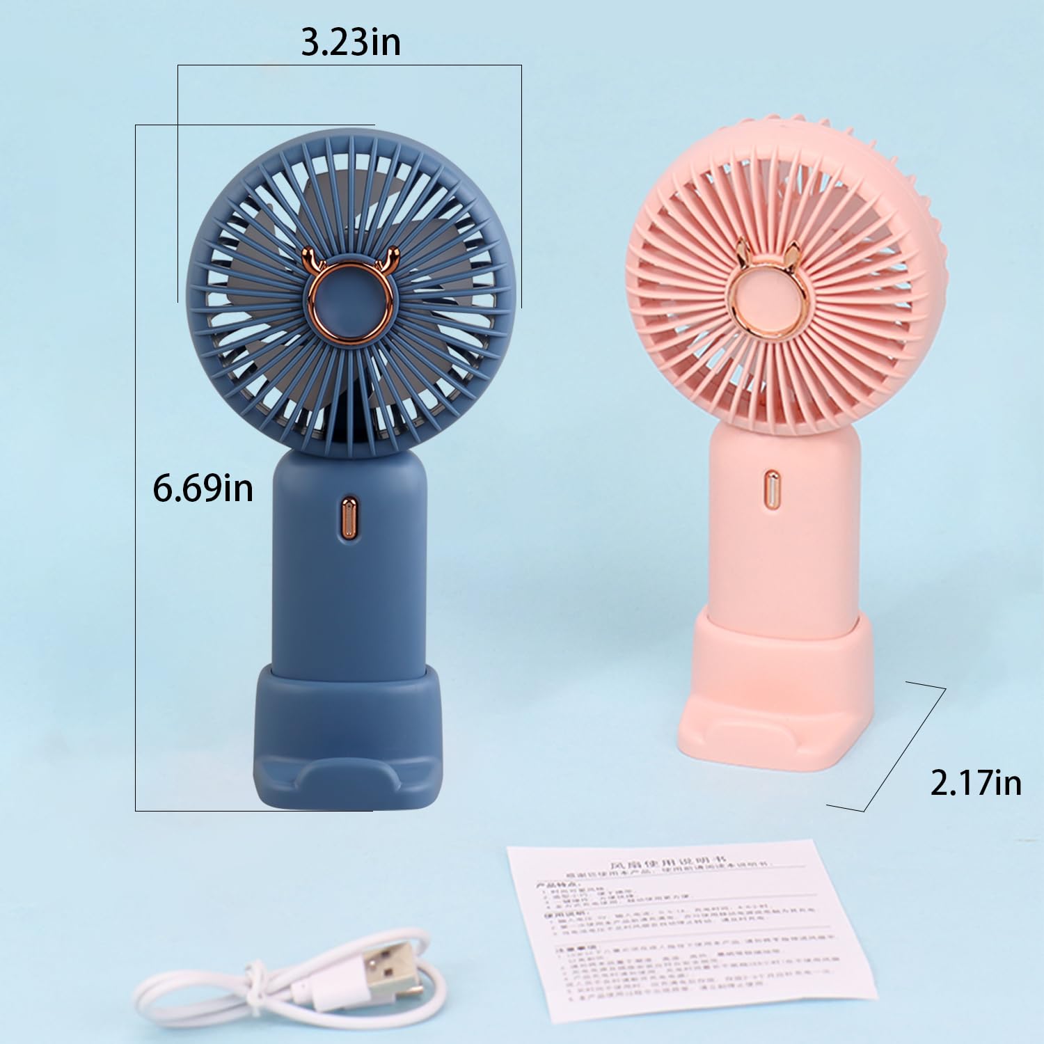 Cute Personal Small Fan, Handheld And Portable Usb Charging Fan With Base, Can Put Desktop