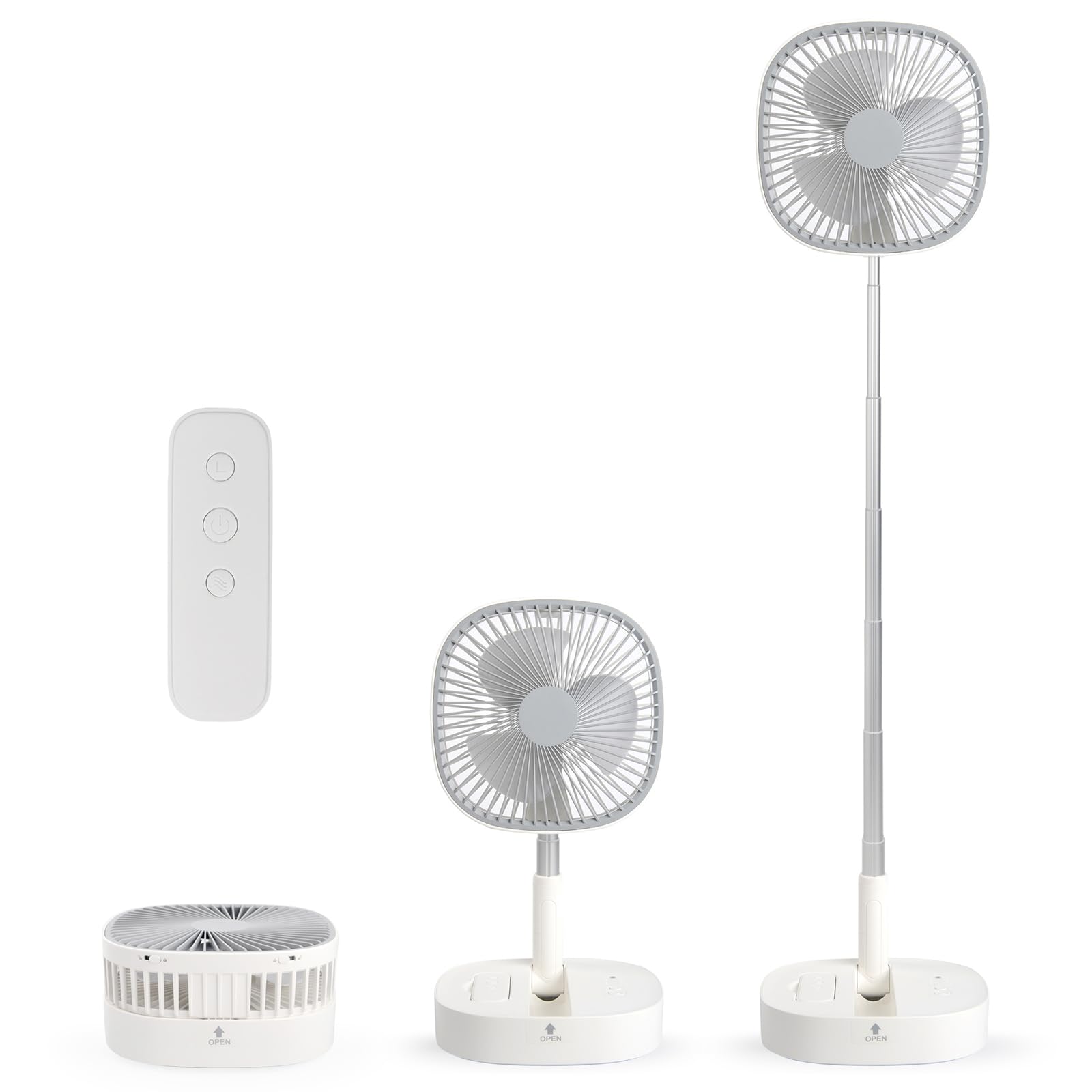 Portable Pedestal Fan - Foldaway Standing Fan Foldable Desk Fan, Use 7200Mah Rechargeable Battery - Koospark