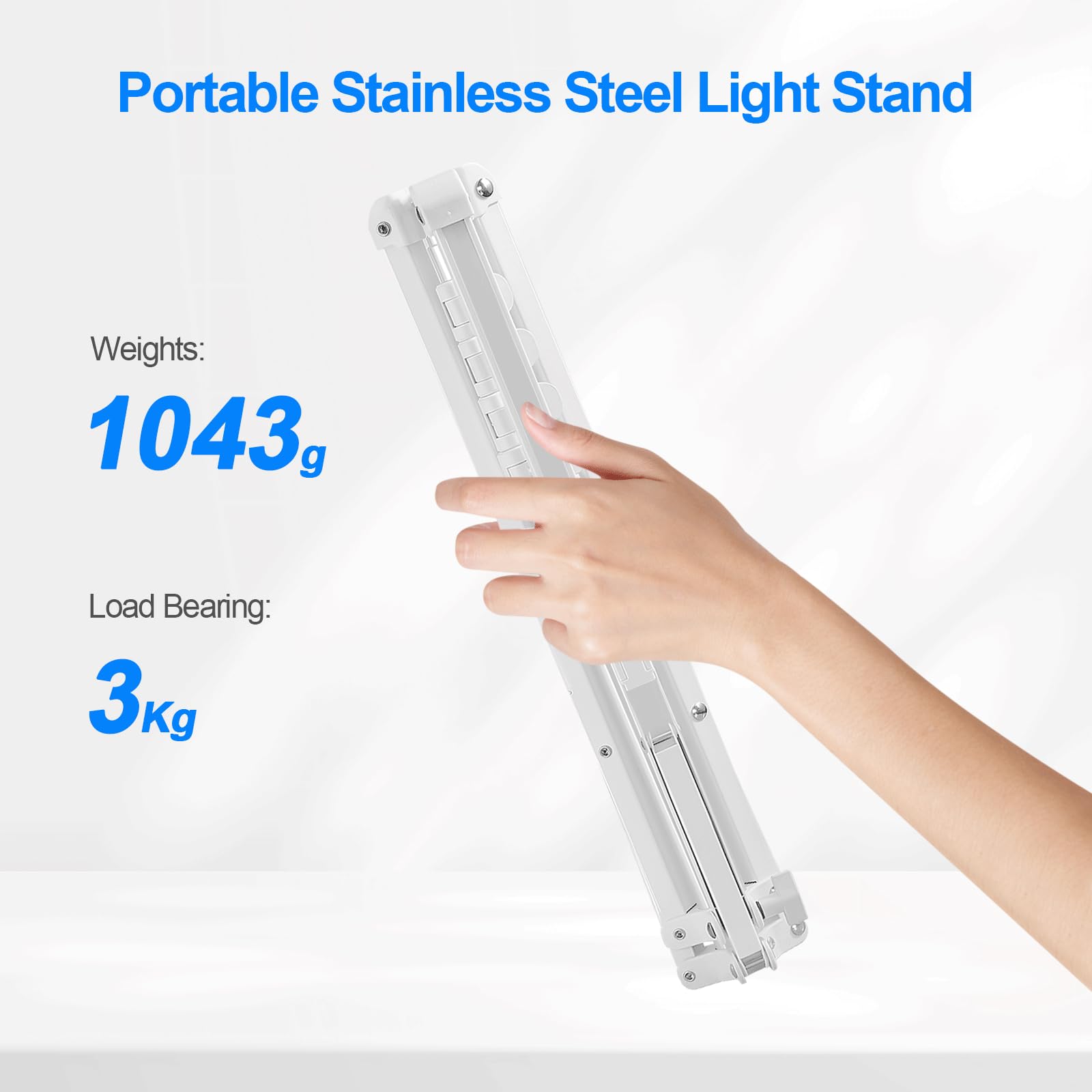 Wellmaking 72" Led Light Stand - Reverse Folding Light Tripod For Photography, Portable, Suitable For Streaming, Vlog, Youtube (White)