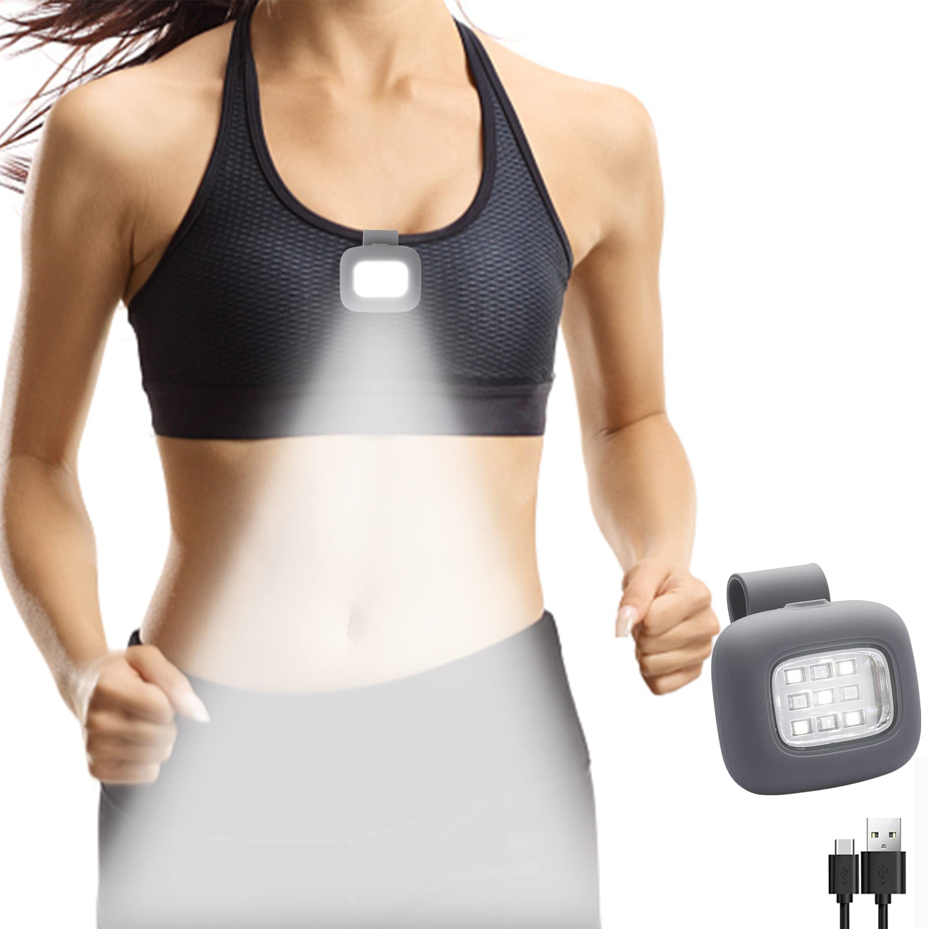 Aiolekup Rechargeable Led Safety Lights - Waterproof Hands- Running Lights With 5 Modes For Night Jogging, Hiking, Camping  Compact Warning Flashlight For Outdoor Adventures (1-Pack)