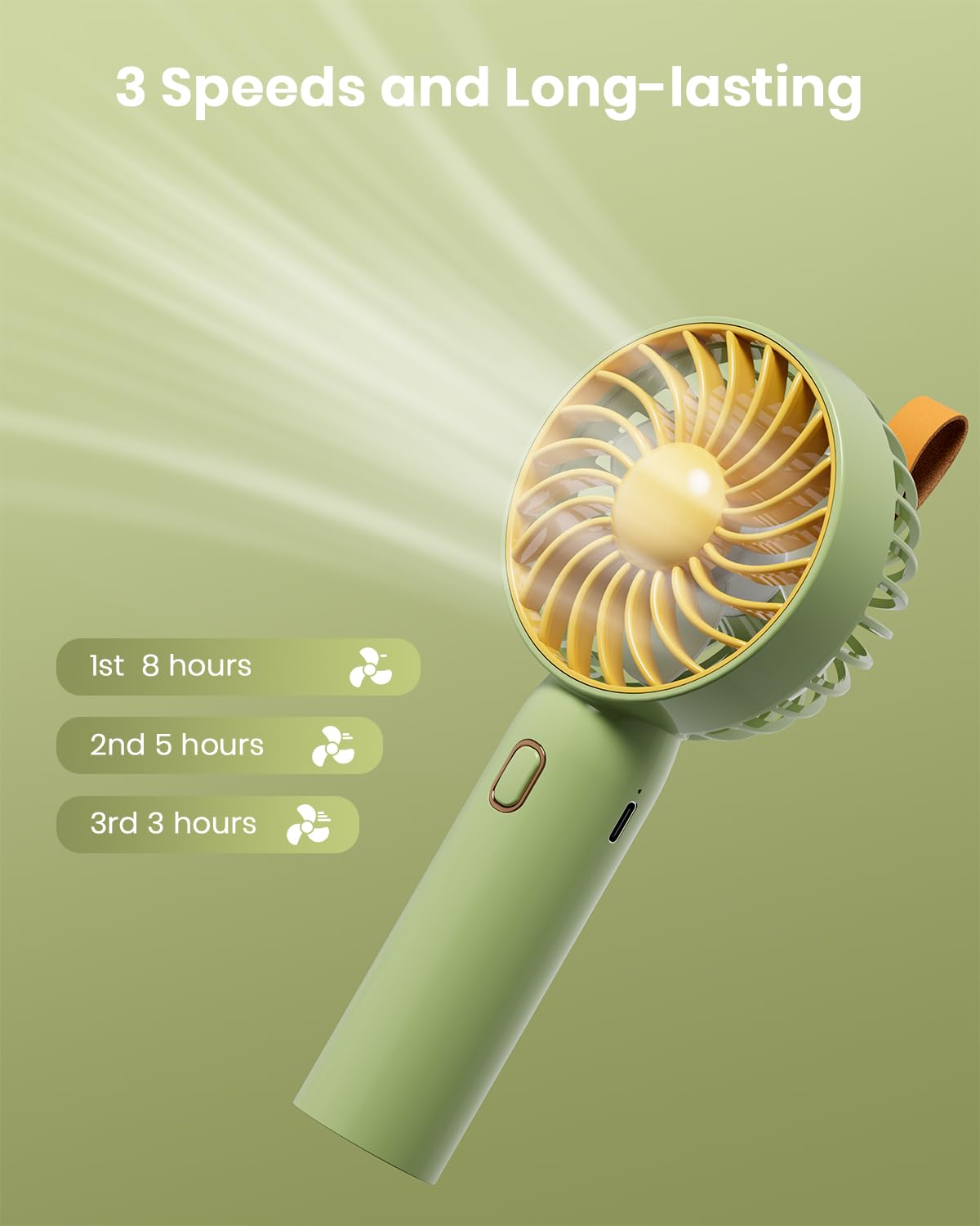 Retro Portable Fan, Mini Personal Handheld And Desktop With Base, 3 Powerful Speed, Usb Rechargeable