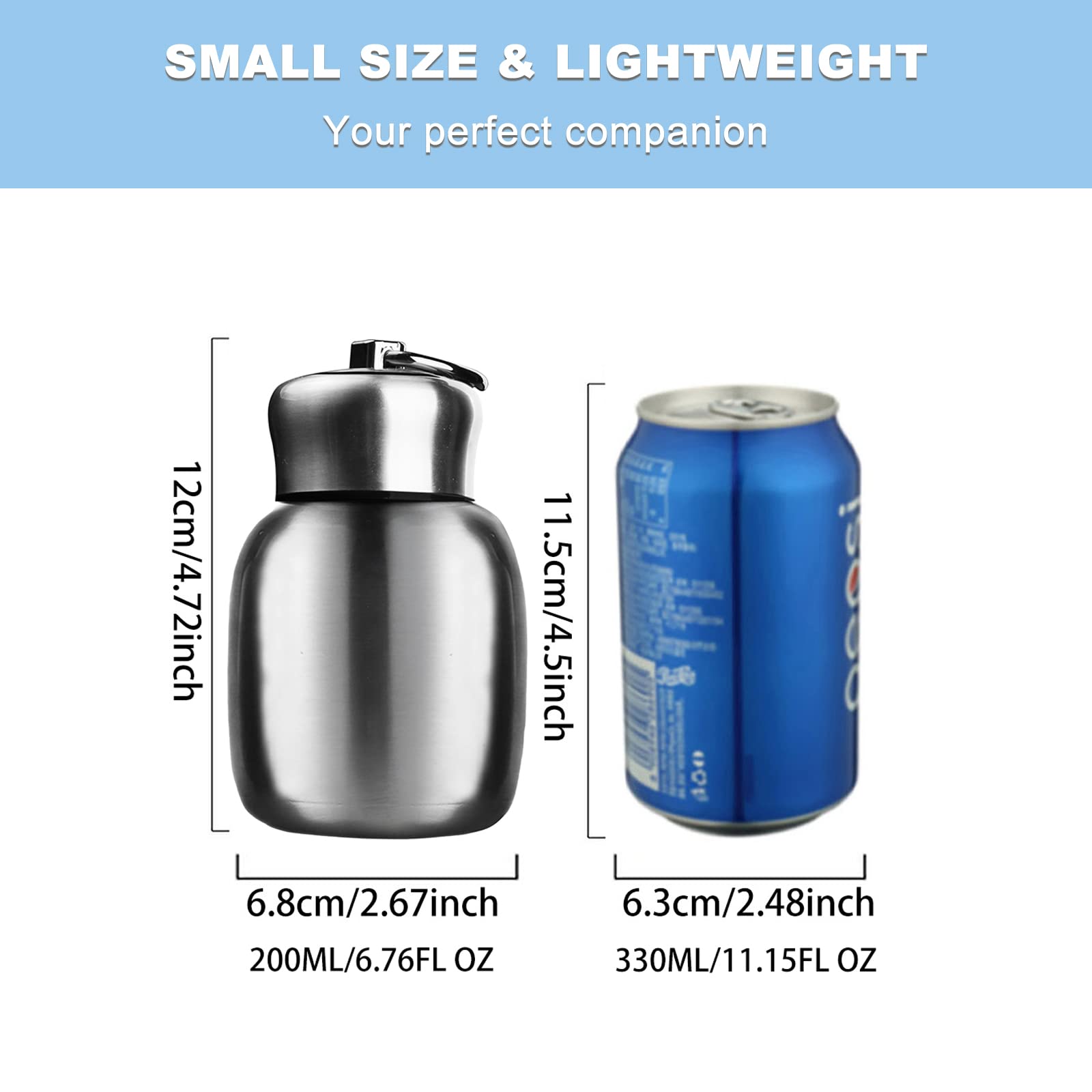 Gets Mini 7 Oz Stainless Steel Water Bottle, Portable Small Sports Vacuum Insulated Water Bottle