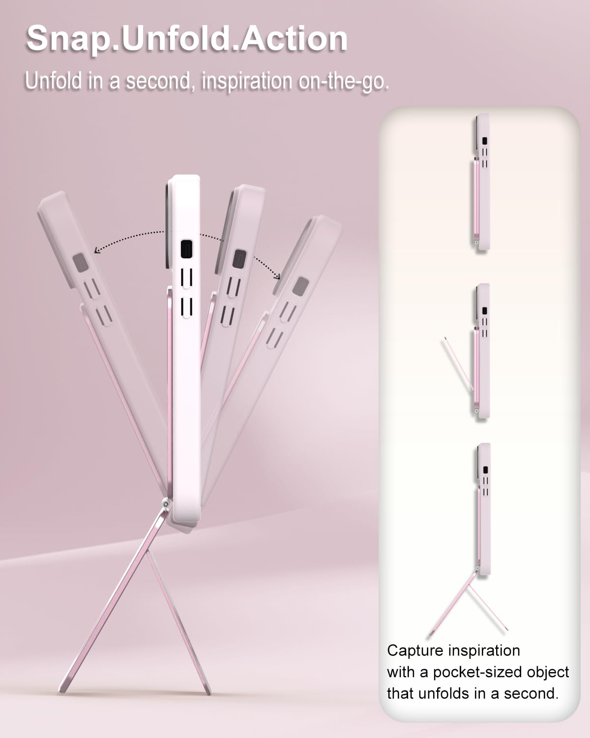 1St Idea Phone Tripod Stand, Aluminum Alloy Mini Tripod Compatible With Magsafe Iphone 16/15/14/13/12 Series, Foldable Strong Magnetic Phone Stand, Mult-Angle Adjustment Selfie Stick (Pink)