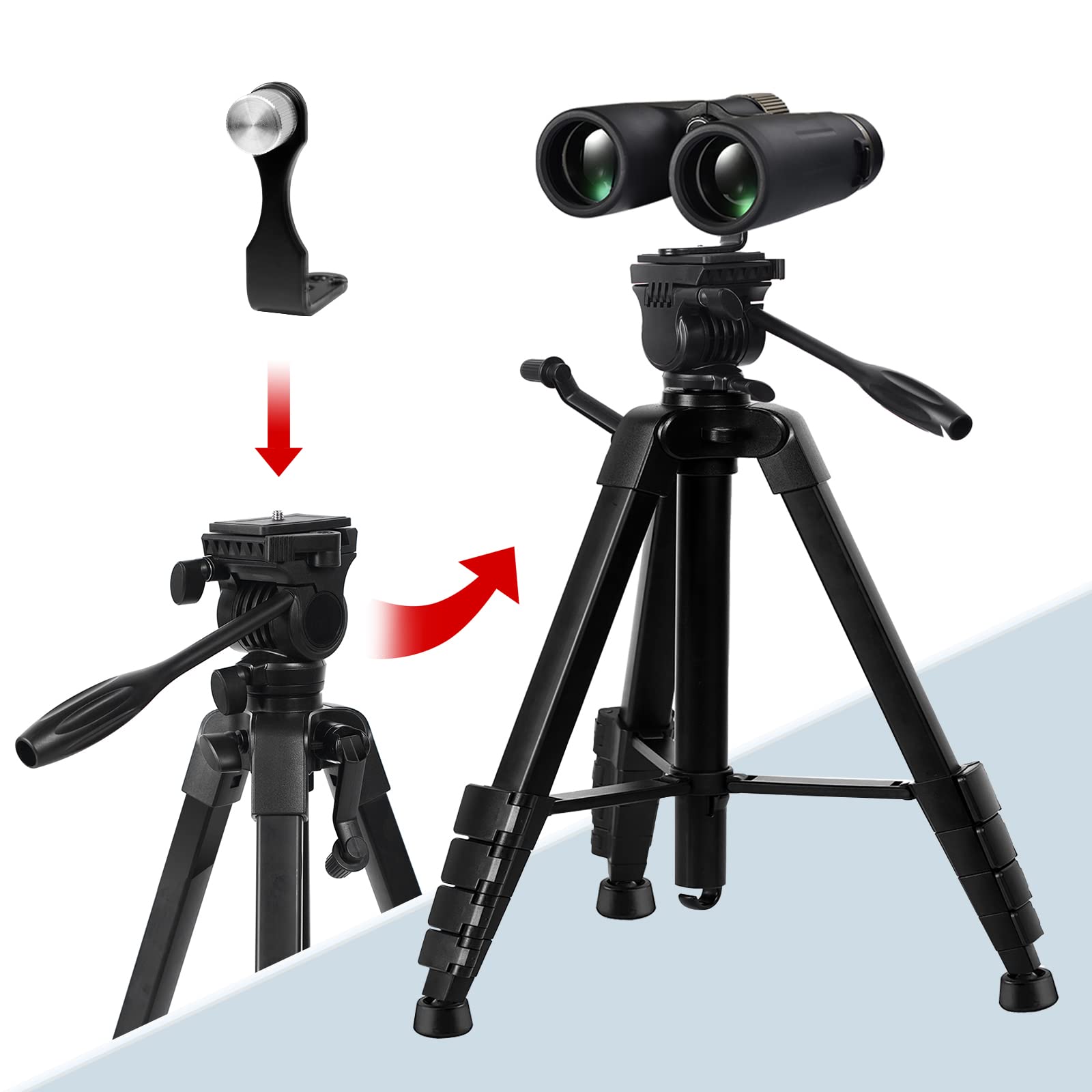 Lcncy Shooting Tripod Hunting Rest V Yoke, Binocular And Spotting Scope Aluminum Tripod, 360° Rotate With Binoculars Adapter, Compatible For Rifle, Hunting, Binocular, Spotting Scope, Crossbow Tripod Stand