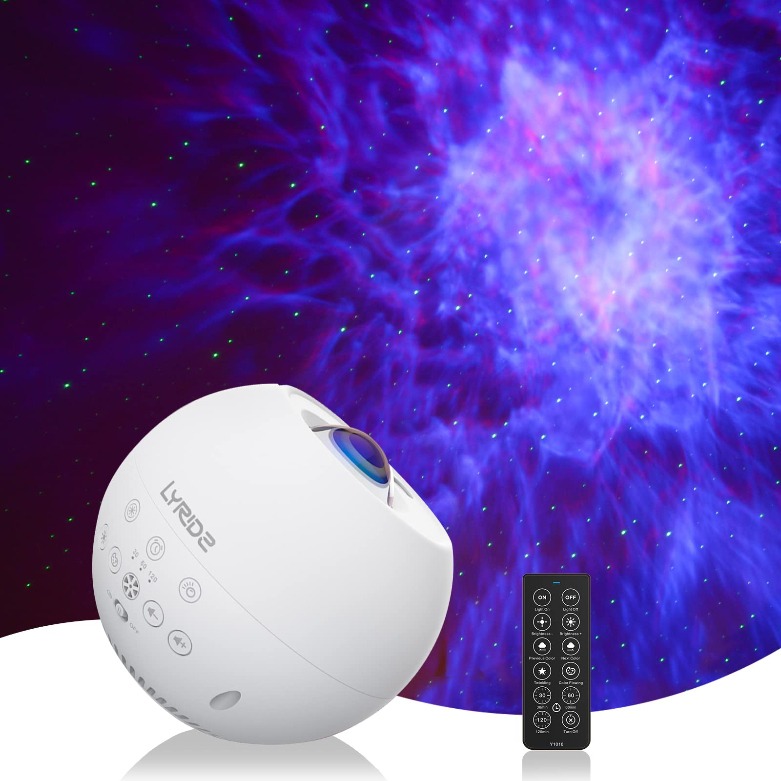 Lyridz Galaxy Projector Night Light, 3 In 1 Star Projector With Bluetooth Music Speaker, Remote Control, And Timer Function For Bedroom, 10 Colors Starry Projector Galaxy Light For Kids & Adults