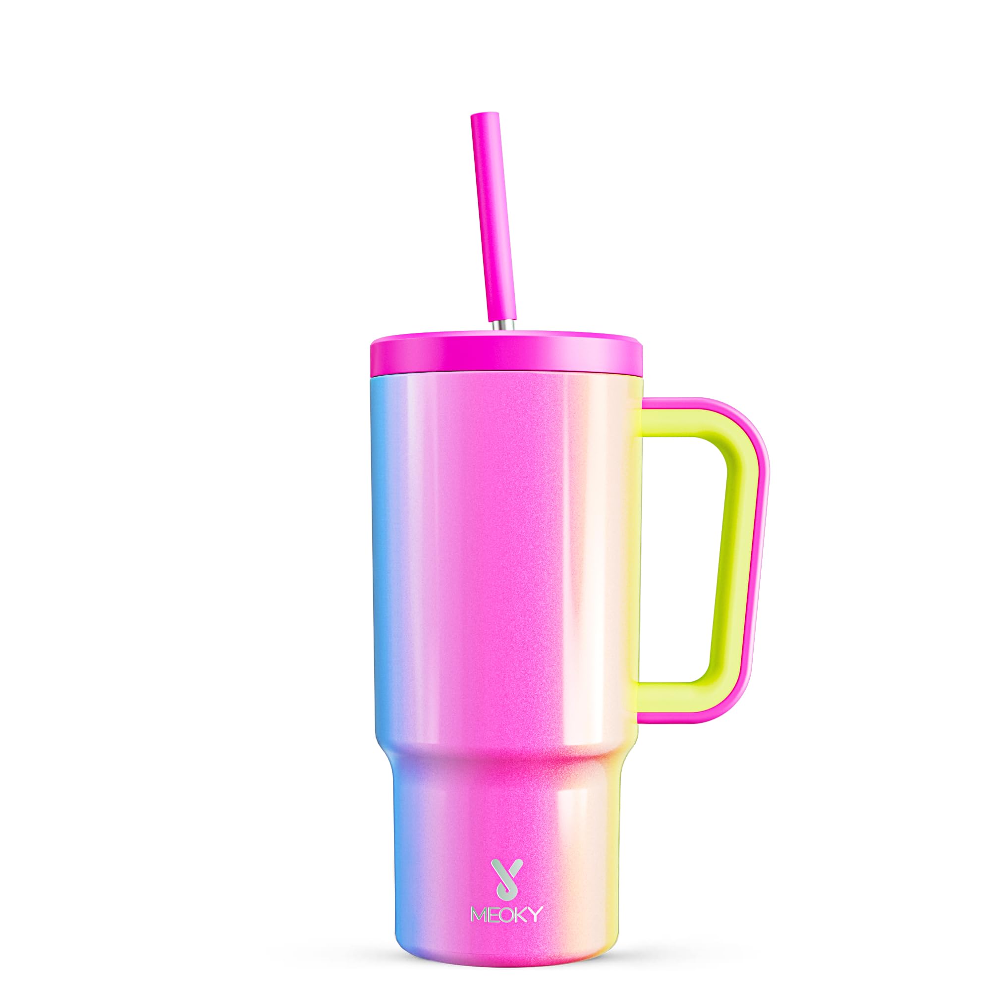 Meoky 24 Oz Tumbler With Handle And Straw, 100% Leak-Proof Tumbler With Lid And Straw