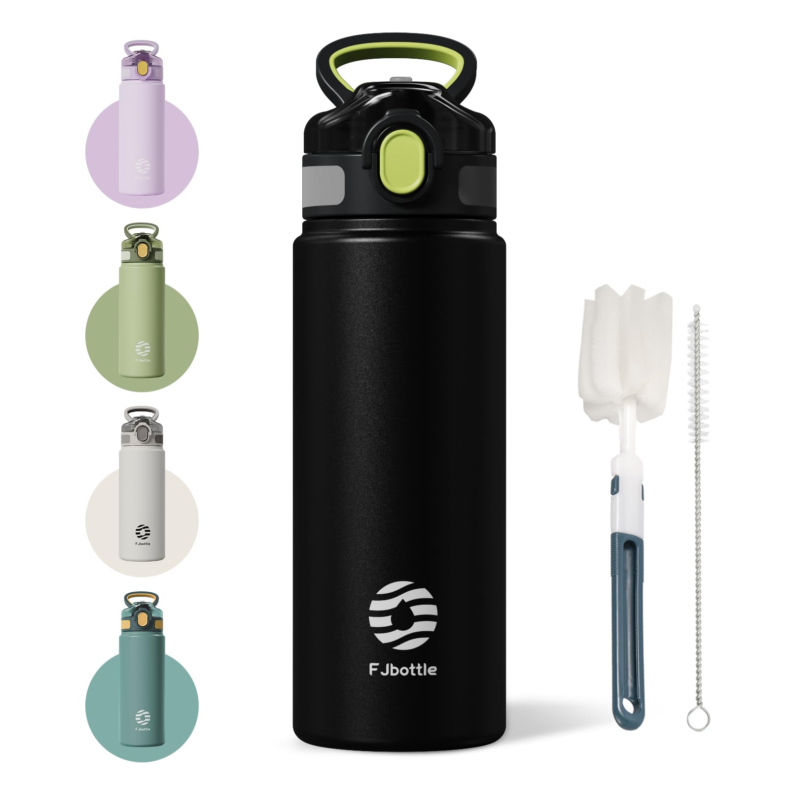 Insulated Water Bottle With Straw - 24 Oz Vacuum Stainless Steel Water Bottle, Leak Proof Locking