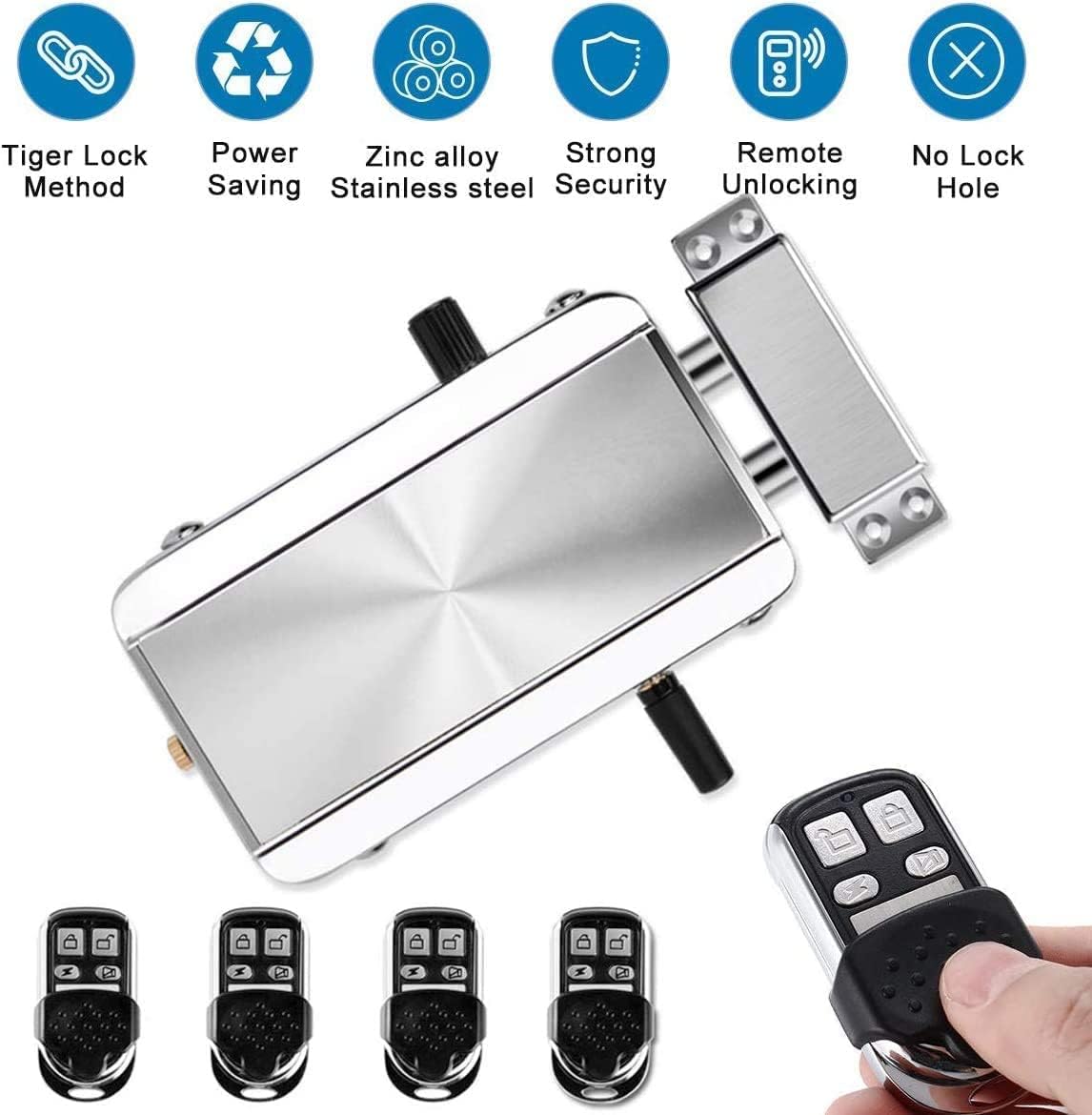 Ritammi Remote Control Electronic Intelligent Door Lock, Smart Wireless Anti-Theft Home Security Keyless Deadbolt Access Control System With 4 Remote Control