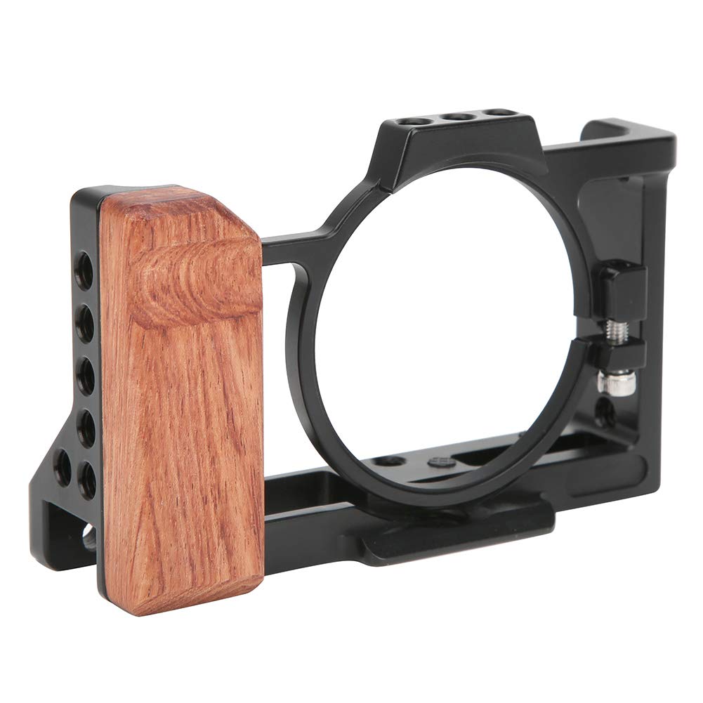 Bindpo Camera Rig Cage For Zv1 Camera, Vlogging Video Shooting Stabilizer Cage Frame With Wooden Handle Grip, With 1/4In & 3/8In Screw Hole And Cold Shoe Base