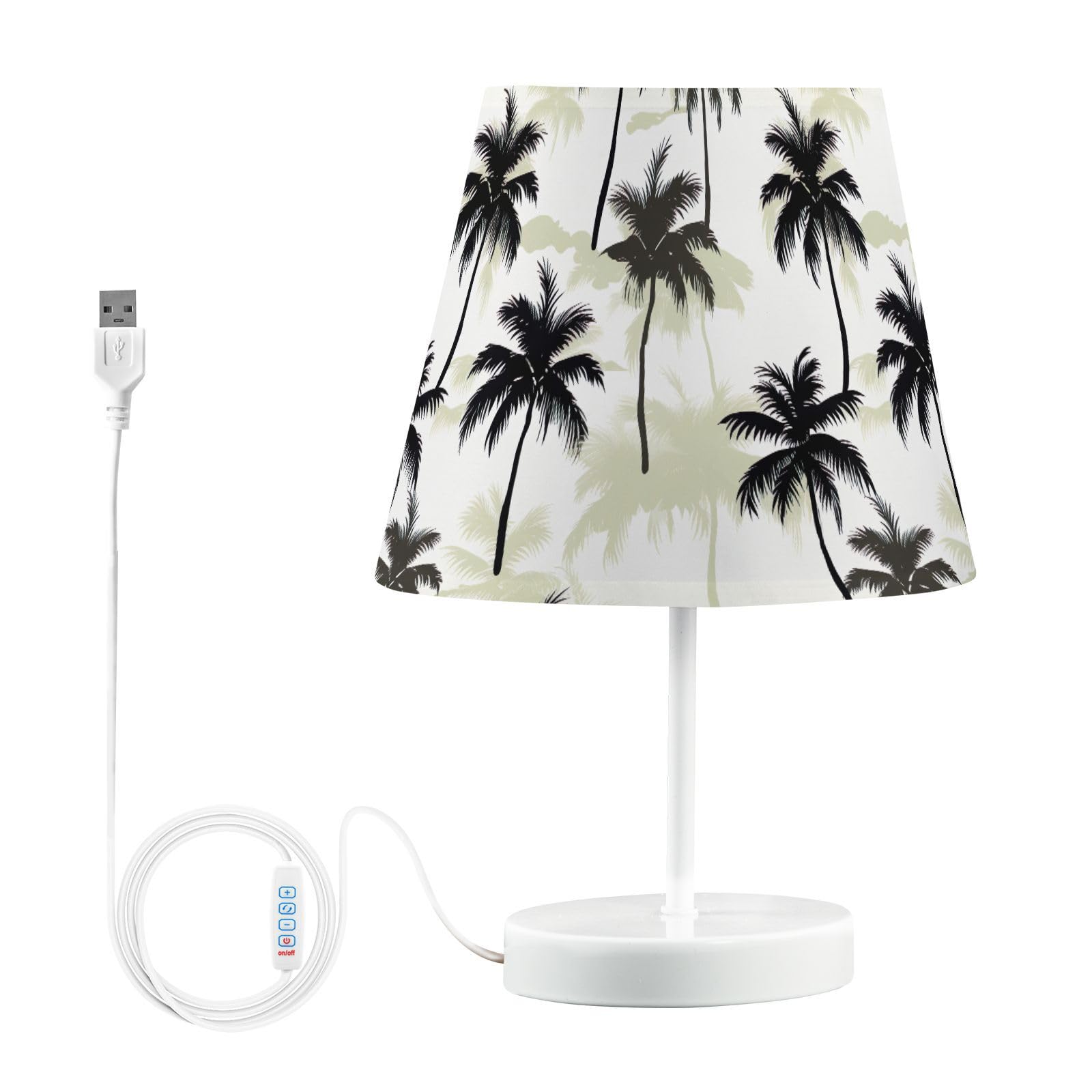 Spriport Tropical Palm Tree Silhouette Bedside Table Lamp For Bedroom Nightstand Light Lamp With 3 Way Dimmable Desk Reading Lamp For Office Dorm Patio Camping Living Room Home