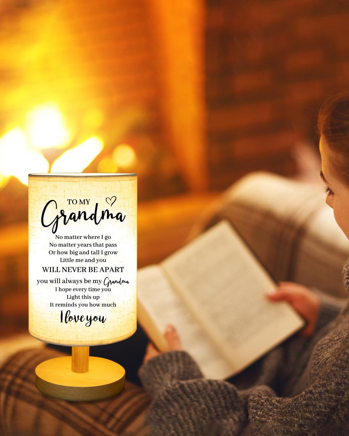 Gorgifty Mothers Day For Grandma From Grandkids, To My Grandma Fabric Table Lamp, Grandma Birthday Christmas , Bedside Table Lamp Presents For Grandma, Nana, Mimi, Gigi