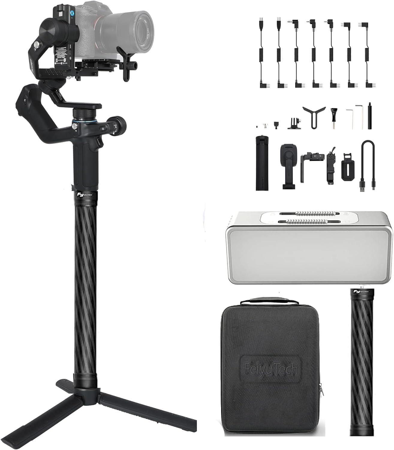 Feiyutech Scorp-Mini 2 Kit Camera Stabilizer With Ai Tracking/Fill Light, 3-Axis Gimbal Stabilizer For Mirrorless Camera,Compact Cameras,Action Camera,Smartphone,Max Payload 2.65 Ib