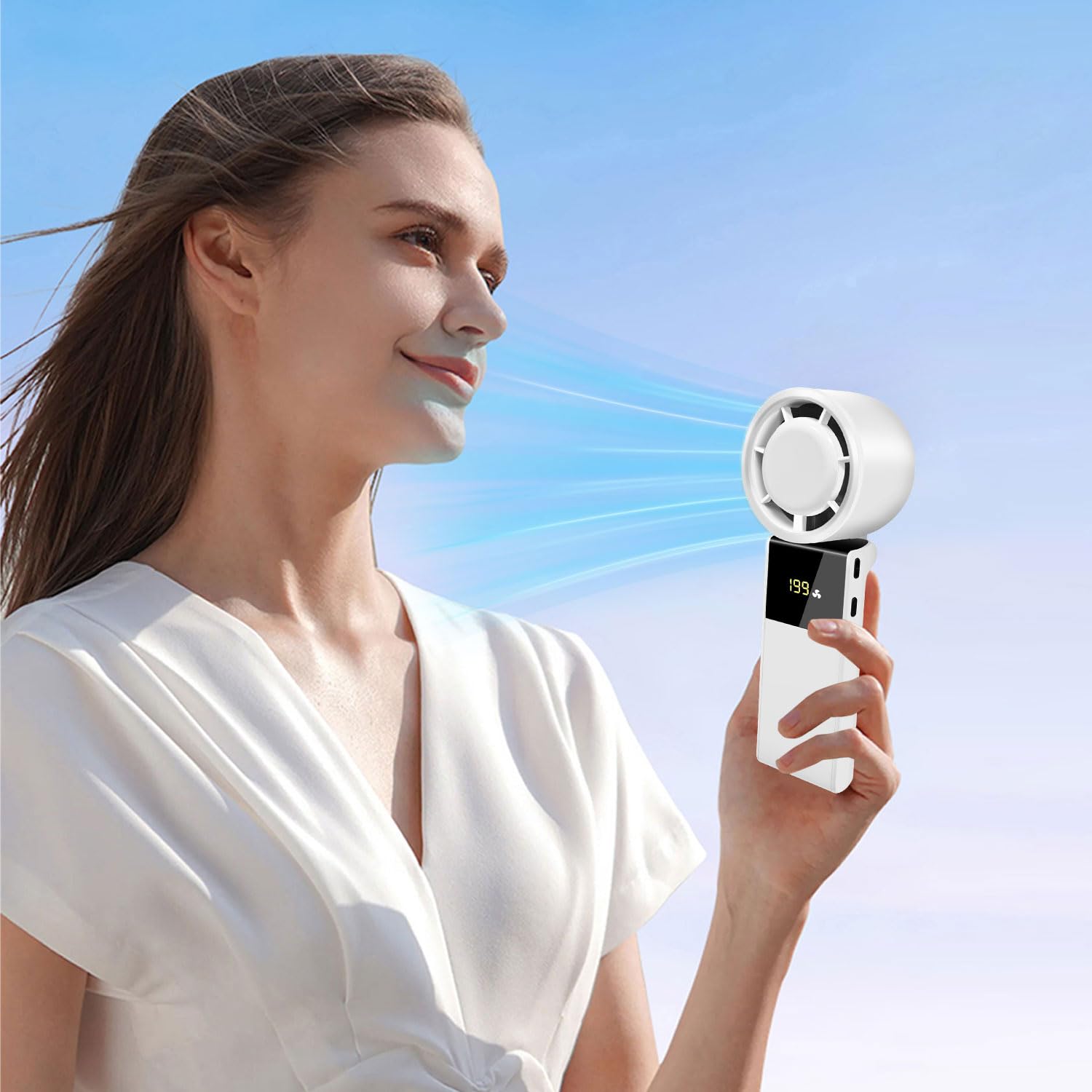 Portable Handheld Fan, Mini Turbo Fan With 4000Mah Battery, 9 Speeds, Usb-C Charging
