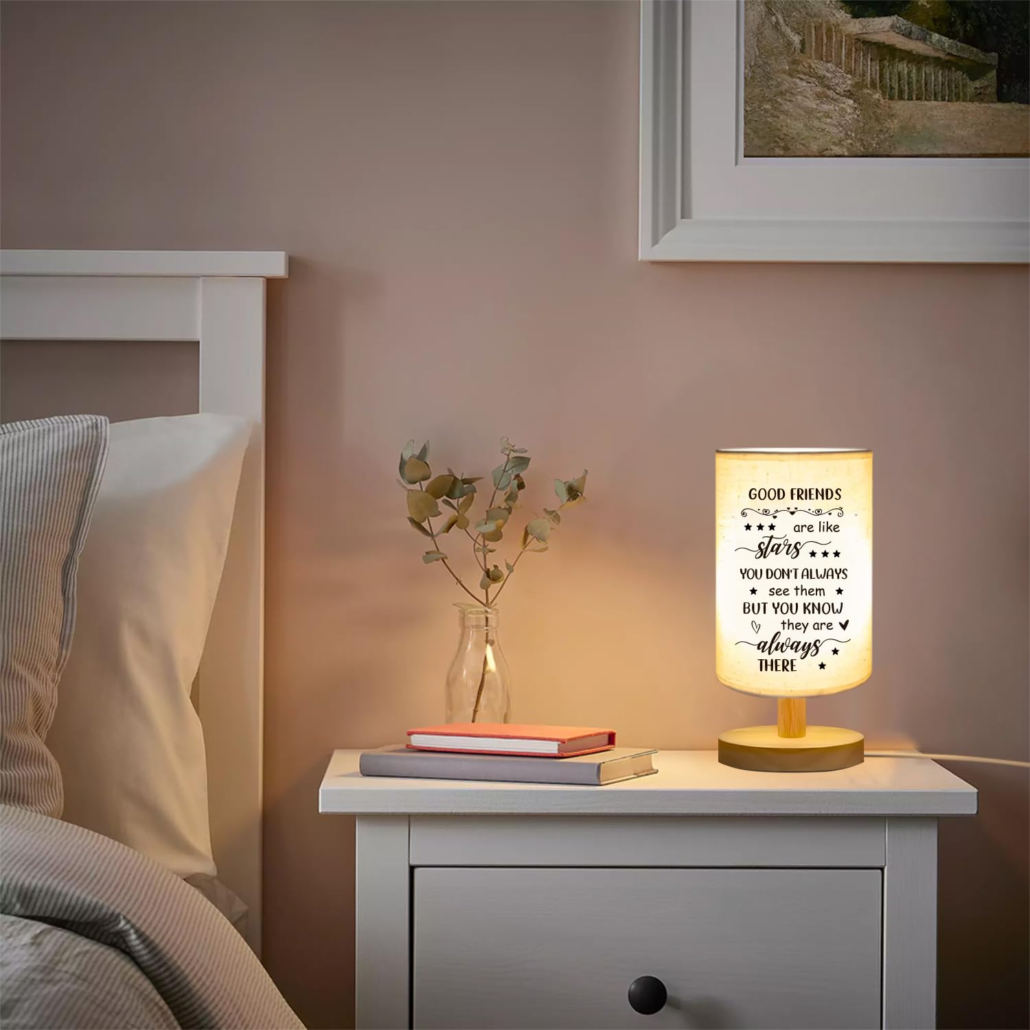 Fenreen My Bestie Friendship For Women Sister Christmas Birthday Sisters Linen Fabric Table Lamp Birthday For Bestie Best Friend Christmas Birthday For Sister