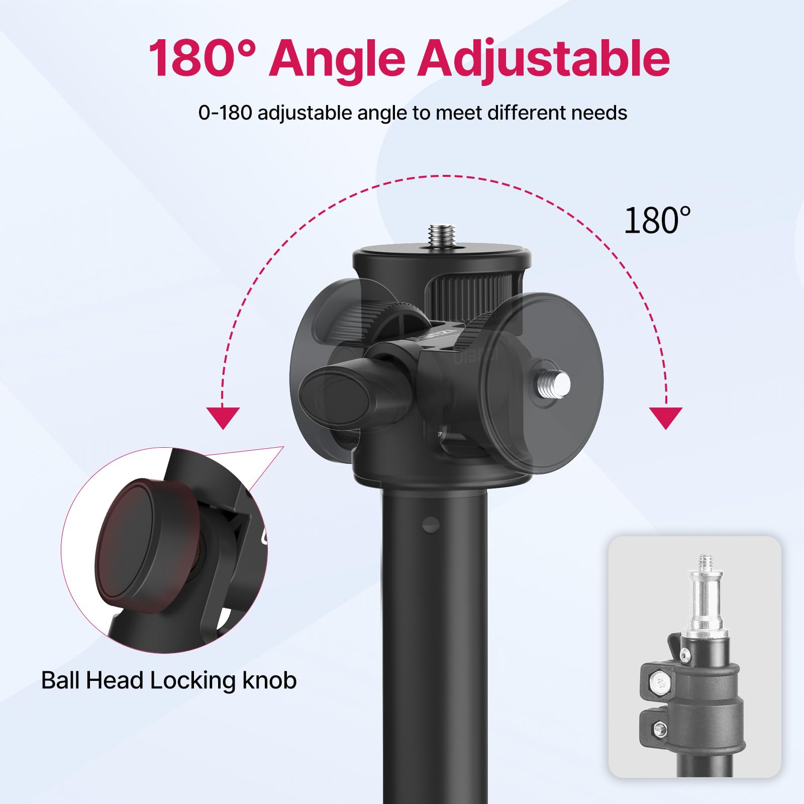 Vijim Mt-79 Extendable Photography Stand, 81" Portable Adjustable Light Tripod With 1/4" Screw, 360 Ball Head Camera Phone Tripod For Continute Output Lighting, Strobe, Webcams, Cameras