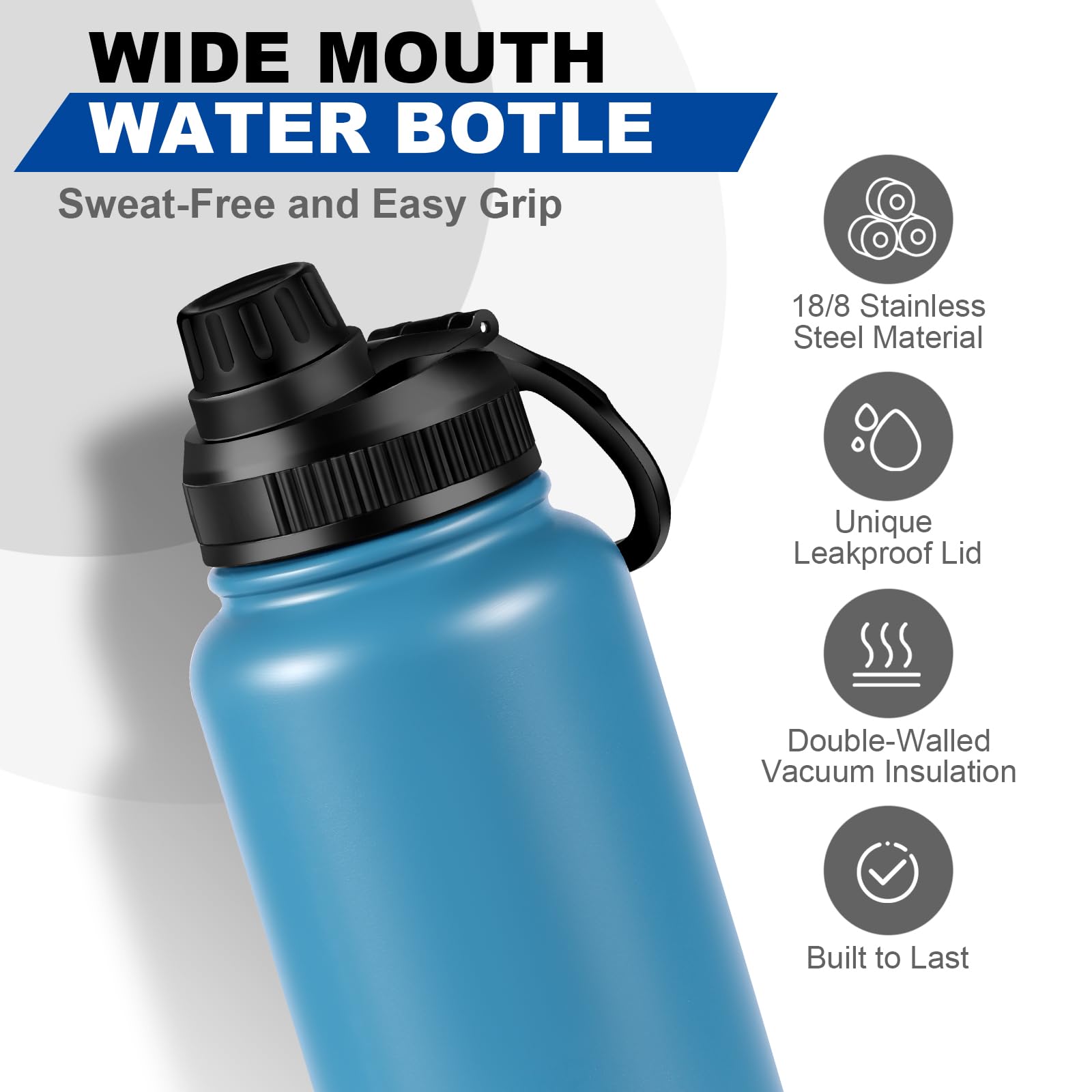 32 Oz Insulated Stainless Steel Water Bottle Sports Water Bottle With Spout Lid - Leak Proof