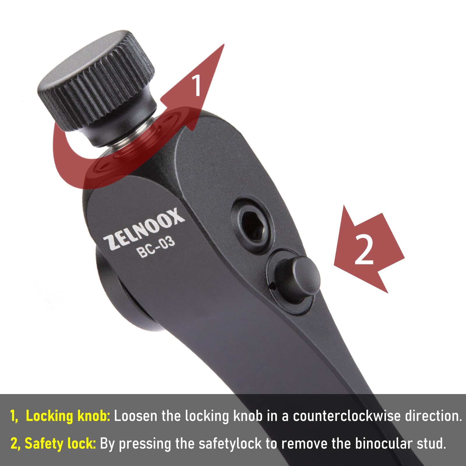 Zelnoox Binocular Tripod Adapter - Arca Rail Quick Release, Anti-Drop Design, 1/4" Threading, Compatible With 7X35 To 30X60 Binoculars, Cnc Aluminum Alloy Mount For Outdoor Activities