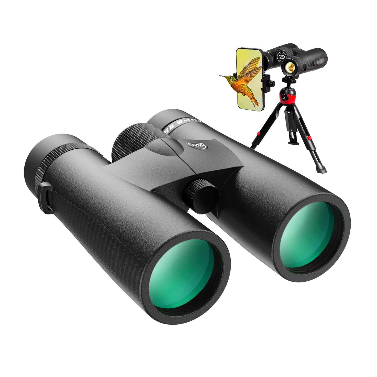 Three Triping 10X42 Hd Binoculars For Adults High Powered With Phone Adapter, Tripod And Tripod Adapter, Ipx7 Waterproof Binoculars With Clear Low Light Vision For Bird Watching Cruise Ship Travel