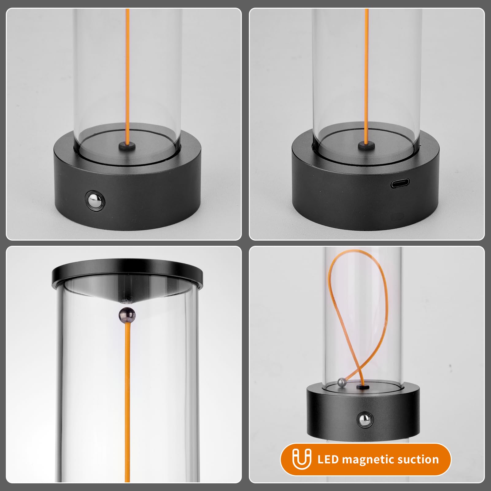 Yyxgoob Cordless Portable Led Table Lamp, Rechargeable Battery Operated Desk Lamp With Touch Sensor, Three-Level Dimmable Suitable For Bars/Cafes/Restaurants/Bedrooms/Camping Site (Black)