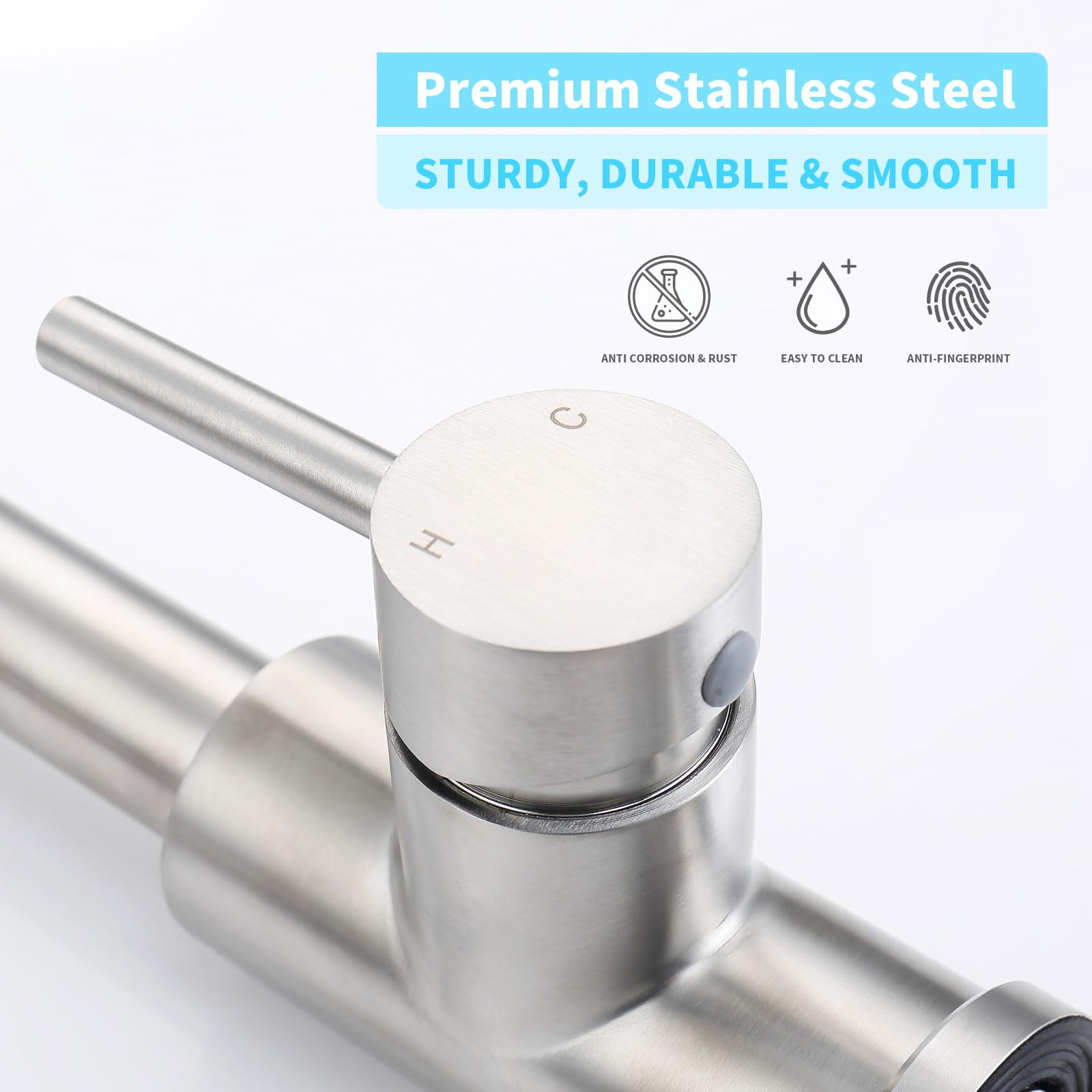 Mayyaya Kitchen Faucet With Pull Down Sprayer- Brushed Nickel Sink Faucets, 360° Swivel Single Handle High Arc Stainless Steel, Commercial Modern Kitchen-Faucets, 1/3 Hole, Deck Plate Included (3-Model)