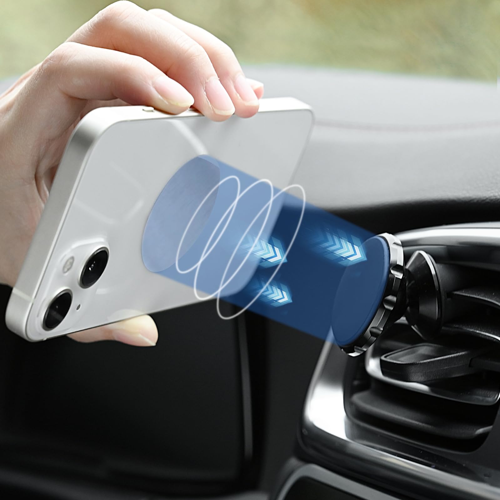 Zyaotwqz Phone Magnets - Universal Metal Plates, 2 Rectangular And 2 Round With Adhesive, Car Magnets (Silver)