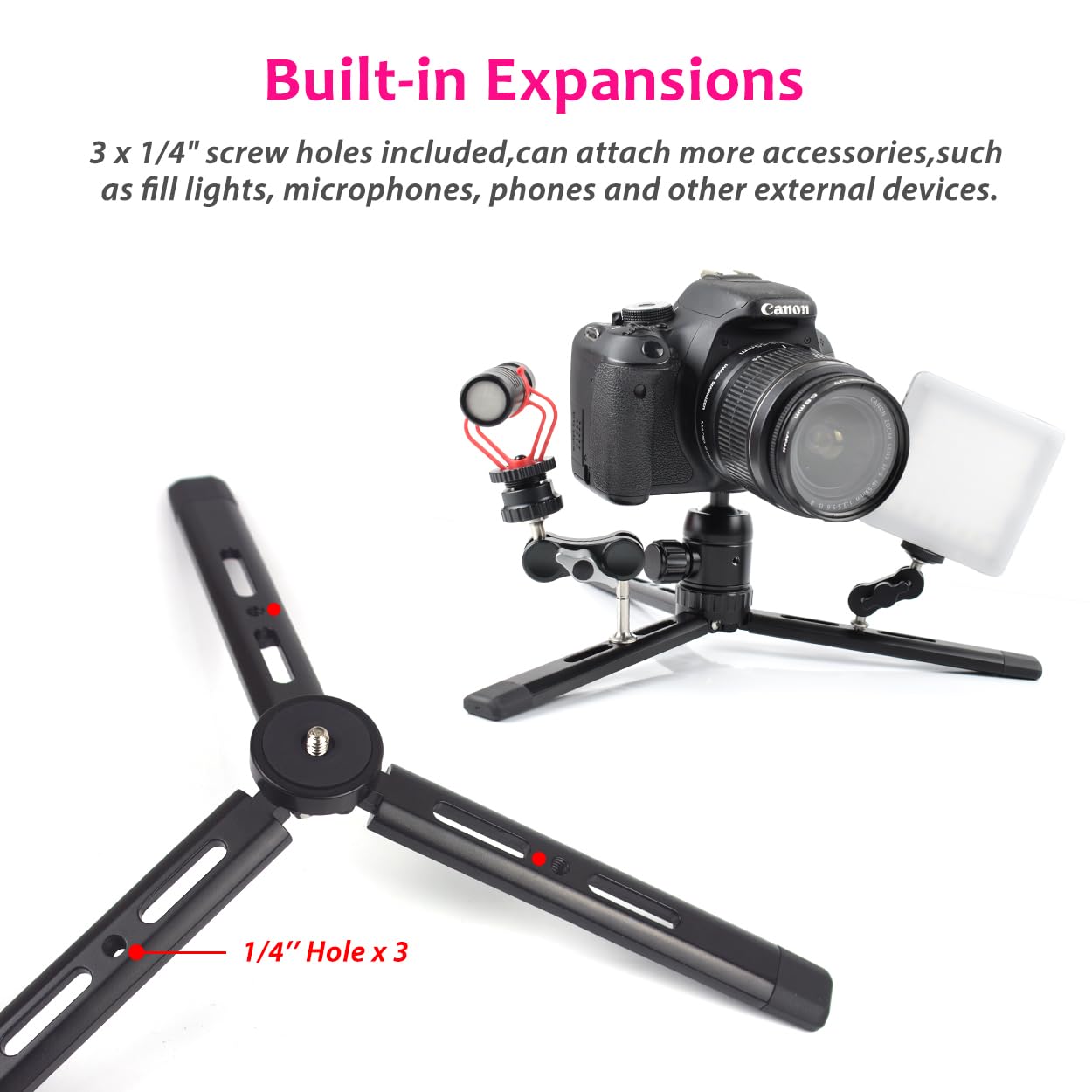 Akeipho Adjustable Aluminum Mini Tripod, Desktop Tabletop Tripod Stand For Dslr Cameras, Zhiyun Weebill/Smooth/Crane, Dji Ronin S/Sc/Rsc/Rs,Osmo Mobile,Stabilizer Handle (Standard)