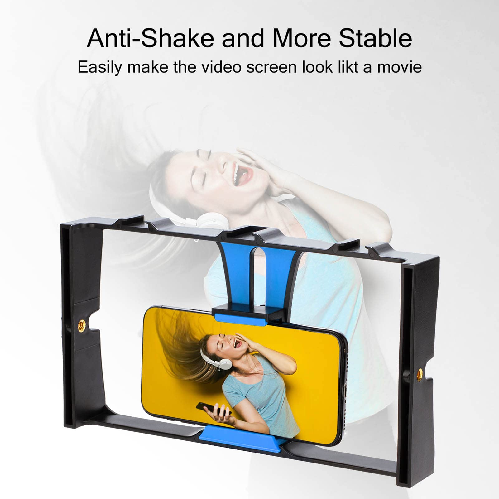 Vbestlife Smartphone Video Rig, 1/4 Inch Screw, Handheld Cell Phone Stabilizer, Phone Video Camera Cage, Support Microphone And Led Video Light, For Live Streaming Vlog(Blue)