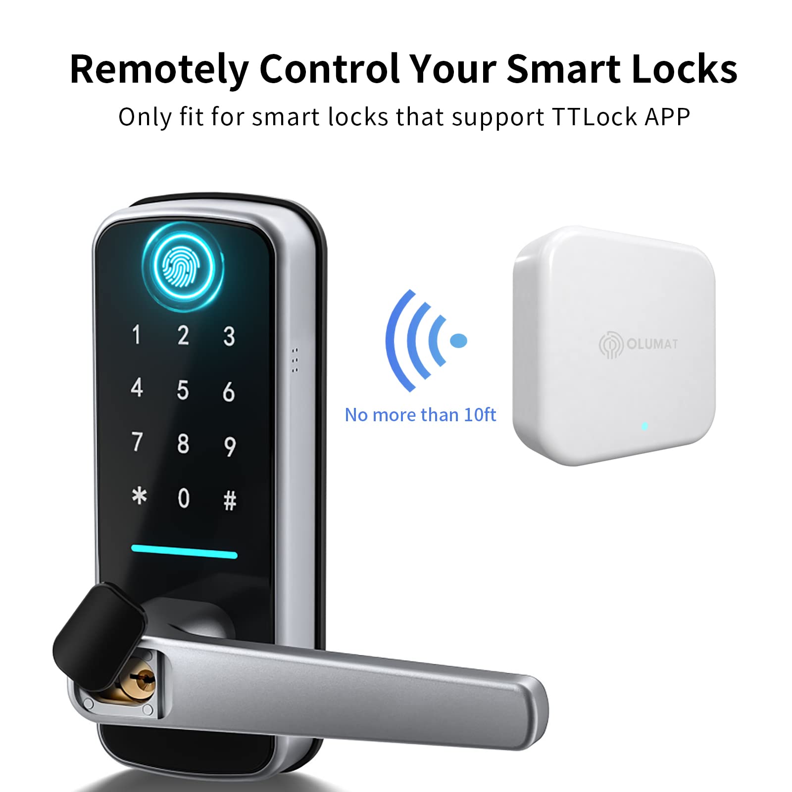 Olumat Wi-Fi Gateway, Smart Hub For Remote Control Door Lock With Ttlock App, Wi-Fi Bridge Compatible With Alexa Google Home For Voice Control