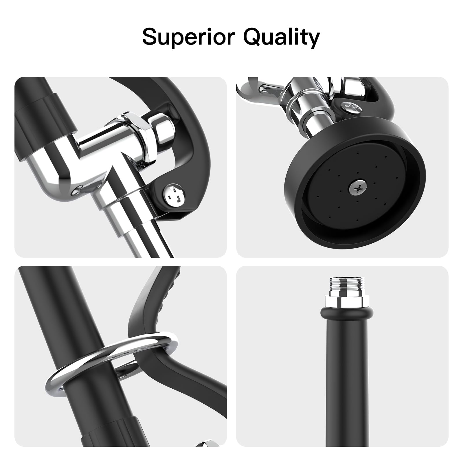 Cwm Pre Rinse Sprayer Assembly: Commercial Sink Sprayer With 45” Flexble Stainless Steel Hose - High Pressure Pre Rinse Dish Spray Valve Nozzle Head Commerical Faucet Parts For Restaurants(Black)