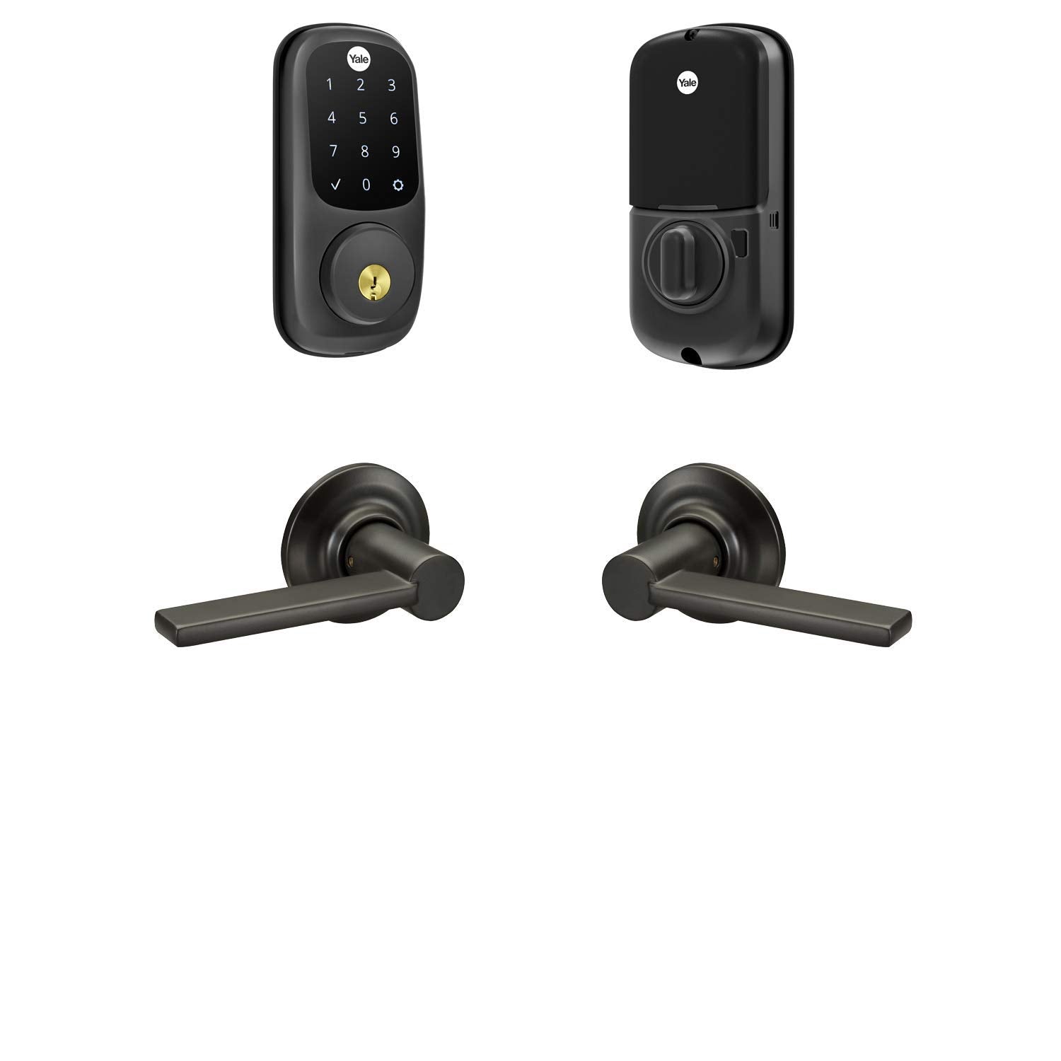 Yale Security Assure Lock Touchscreen With Z-Wave With Ridgefield Handleset - Works With Ring Alarm, Samsung Smartthings, Wink, Adt And More, Black