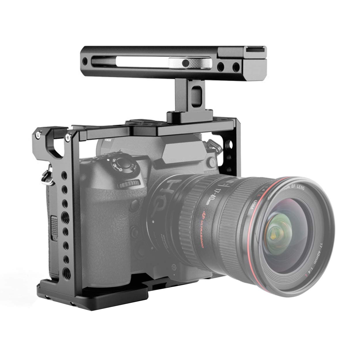 Foto4Easy Camera Cage Stabilizer,Aluminum Alloy Camera Video Cage With Cold Shoe And Top Handle Grip For Dslr Cameras Panasonic S1 S1H S1R