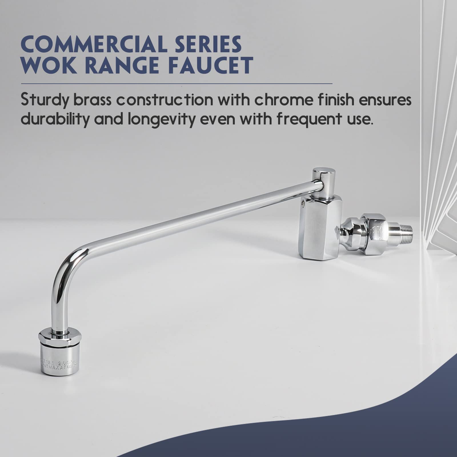 Zkdausdo Swing Spout Brass Wok Range Faucet, Commercial Grade Wall Mounted Kitchen Sink Faucet With 12" Swivel Spout