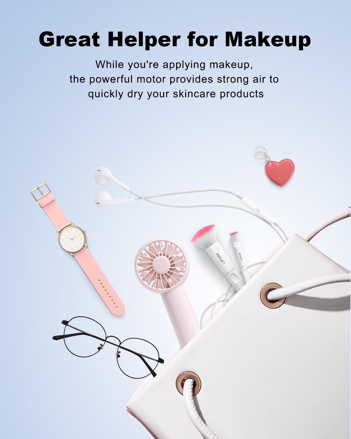 Mini Portable Fan,Usb Rechargeable Battery 3 Speeds Powerful Personal Fans Cute Small Cooling Fan