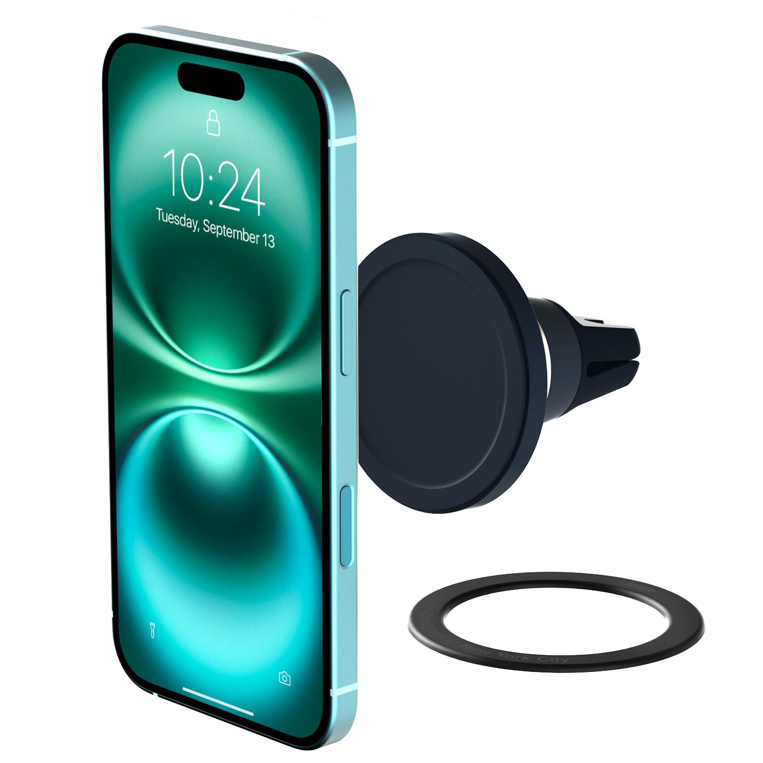 Iottie Velox Magsafe Compatible Air Vent Car Phone Holder. Unversal Magnetic Car Phone Mount For Iphone 12/13/14/15/16 Series & Android Phones Via Included Magnetic Ring Adapter