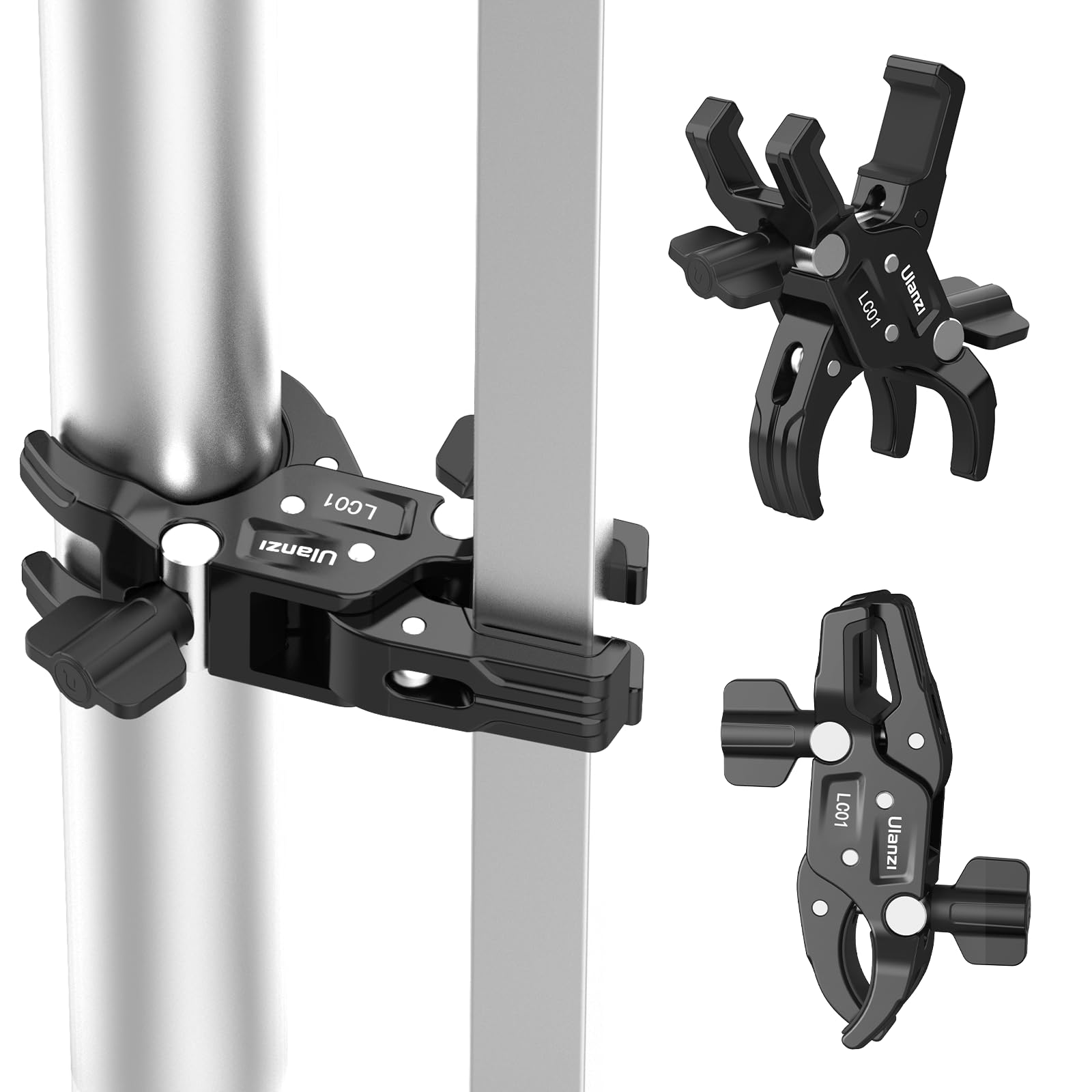 Ulanzi Super Clamp Mount For Light Stand Double Camera Clamp Mount Monitor Magic Arm Adapter Thread For Photo Studio, Photography Reflector, Cross Bars