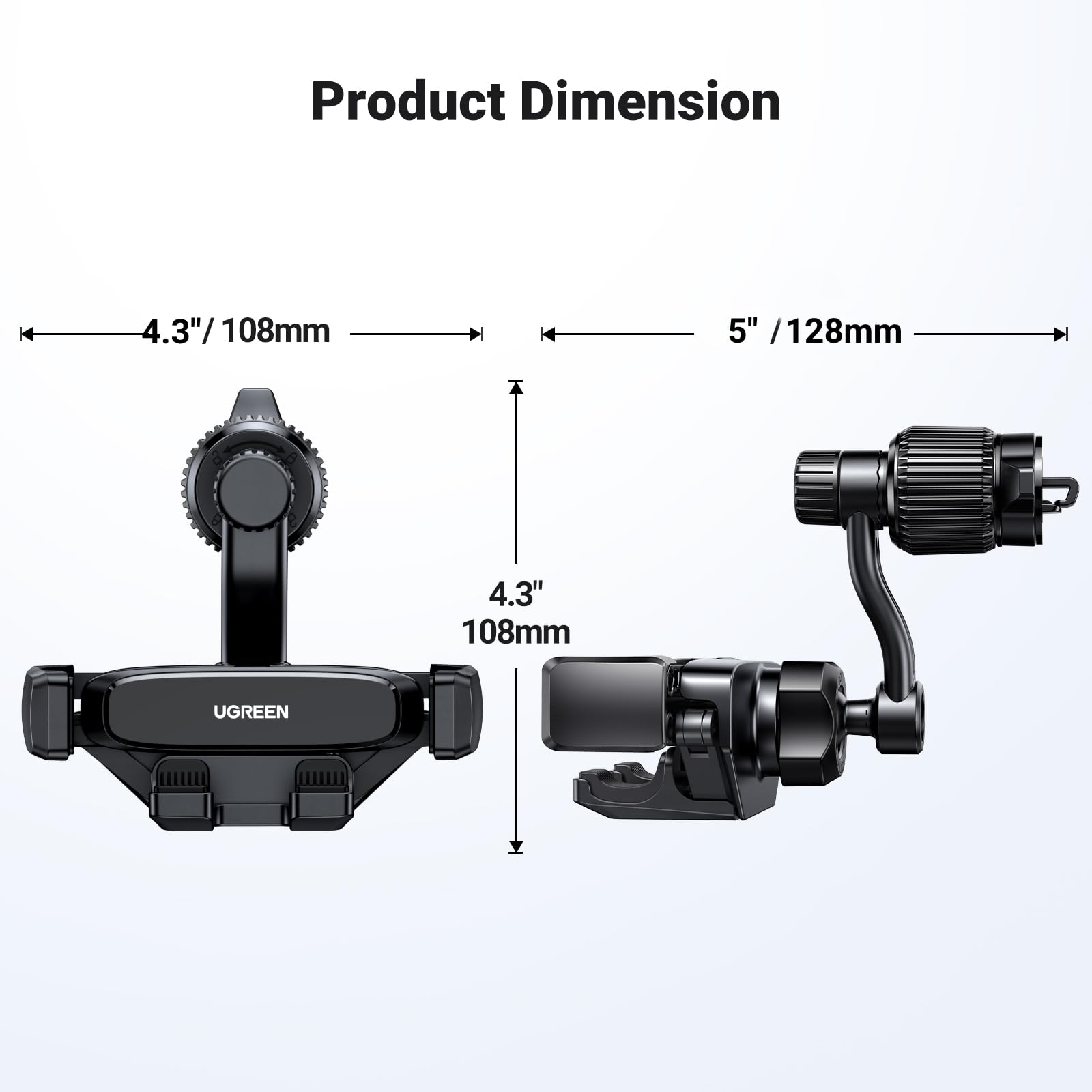 Ugreen Car Phone Holder Vent Phone Mount, Never Blocking Air Vent Clip Cellphone Holder Compatible With Iphone 16 15 14 13 12 Pro Max Mini Plus, Iphone 11 Se Xs Xr 8 7 6 6S Smartphone, Black