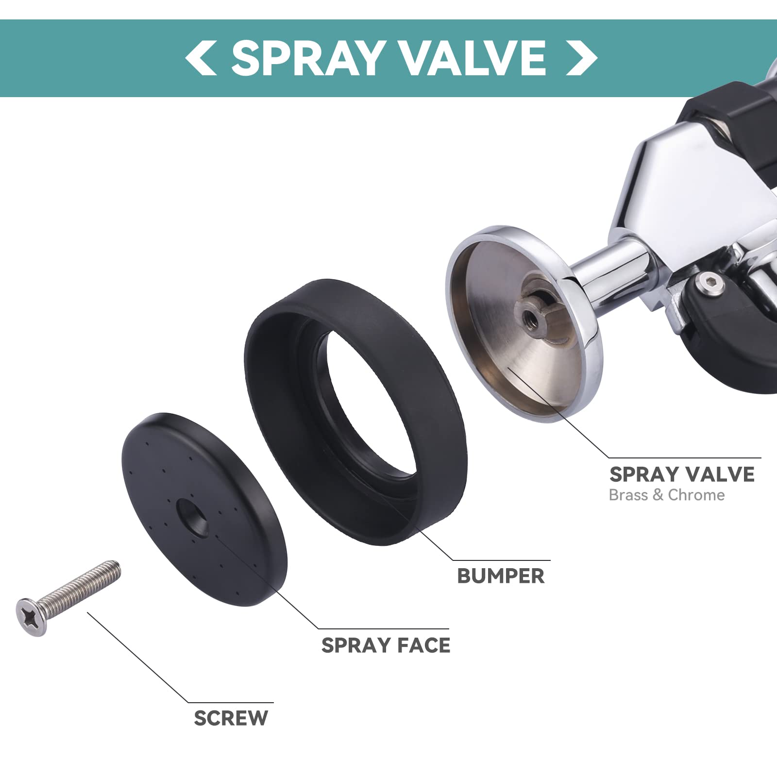 Iviga Pre Rinse Sprayer With Black 7/8"-20Unef Handle Grip Assembly, 1.42 Gpm High Pressure Pull Down Spray Head, Handheld Dish Sprayer Nozzle Replacement Part For Commercial Restaurant Kitchen Sink Faucet