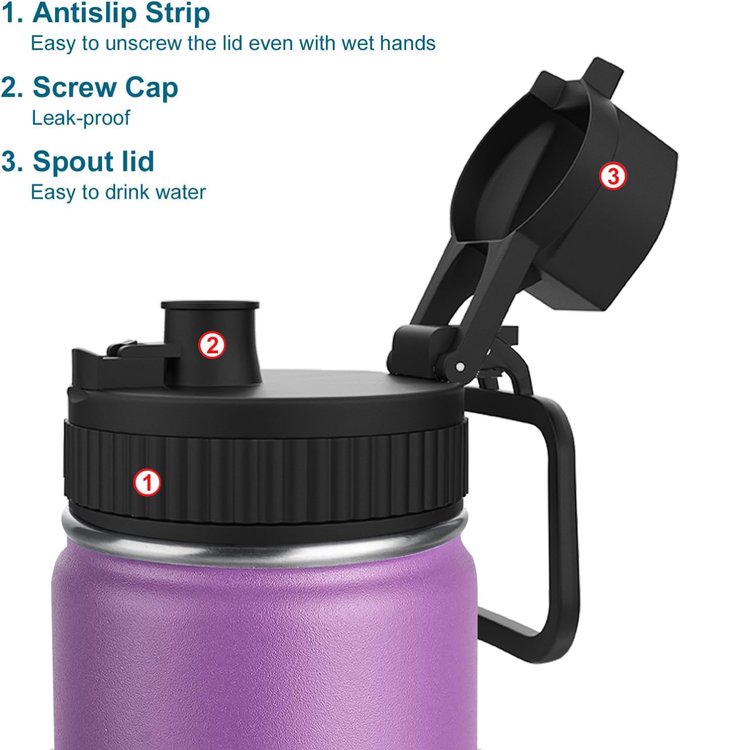 Koodee Water Bottle 16 Oz Stainless Steel Double Wall Vacuum Insulated Water Bottle For Kids School