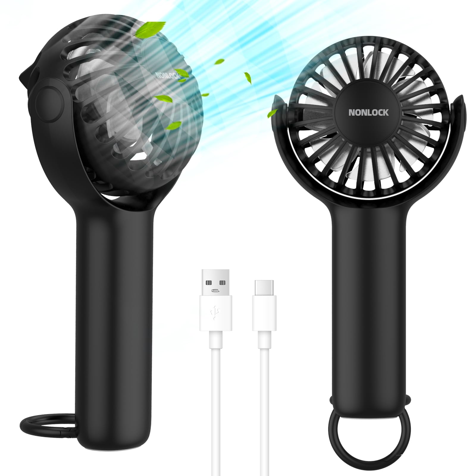 Portable handheld fan 2-in-1 design with neck fan and desk fan options Koospark