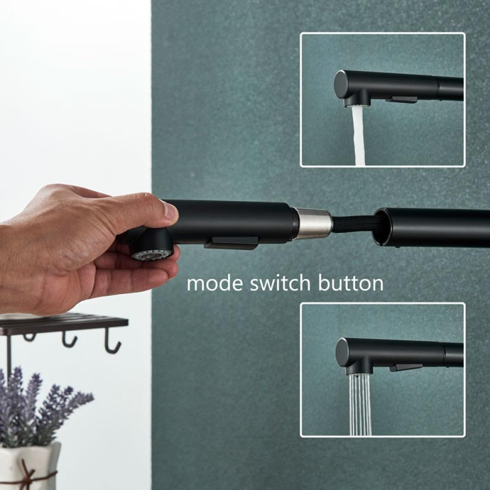 Multiple Options Faucets Kitchen Faucet With Pull Out Sprayer Single Hole Single Handle Commercial Faucet For Bar Sink 2 Outlet Mode Modern 360 Swivel Spout Stainless Steel Utility Laundry Mixer Tap