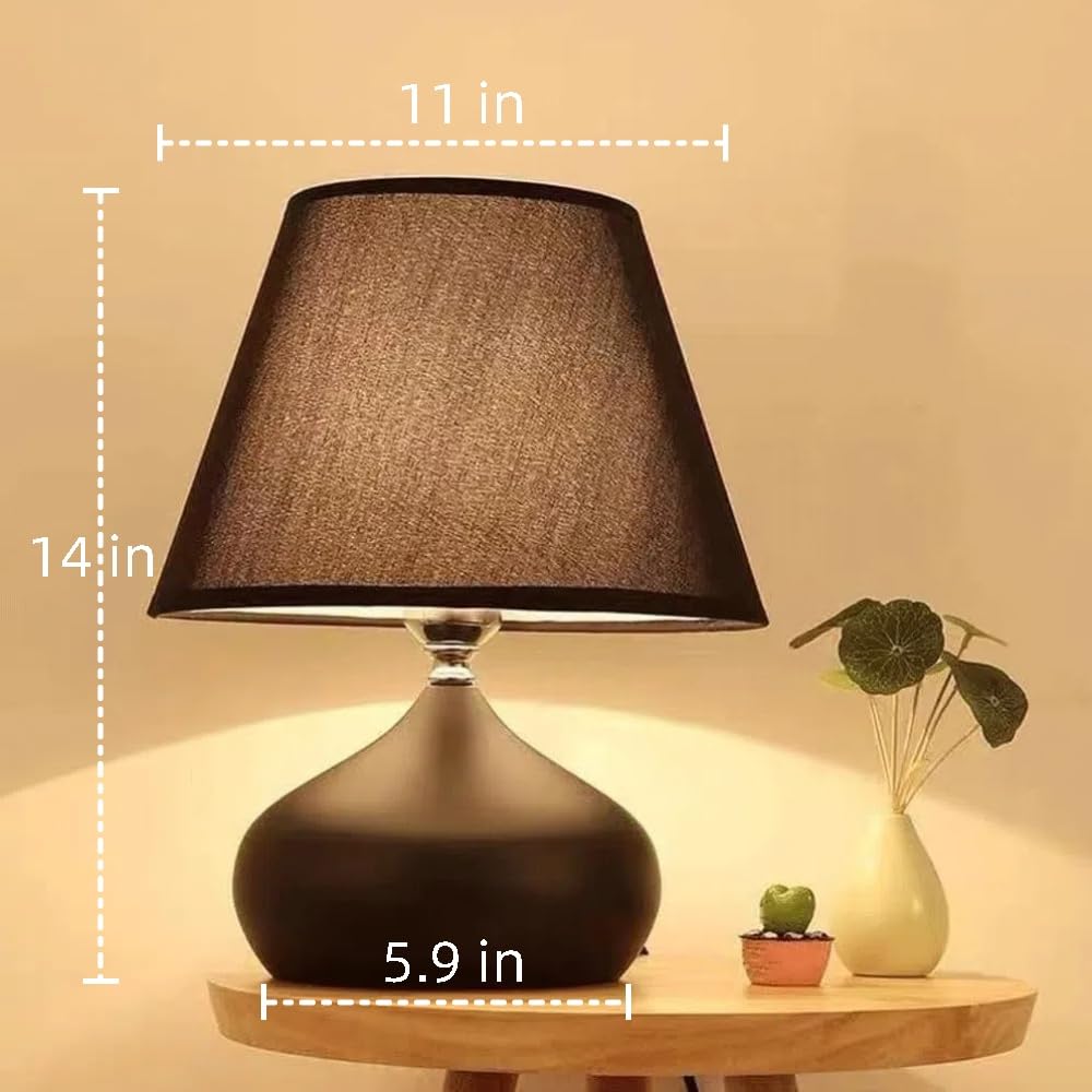 Yiixuyo Table Lamps Set Of 2, Nightstand Lamps Set Of 2, Bedside Table Lamp For Living Room Bedroom (14“-Black)