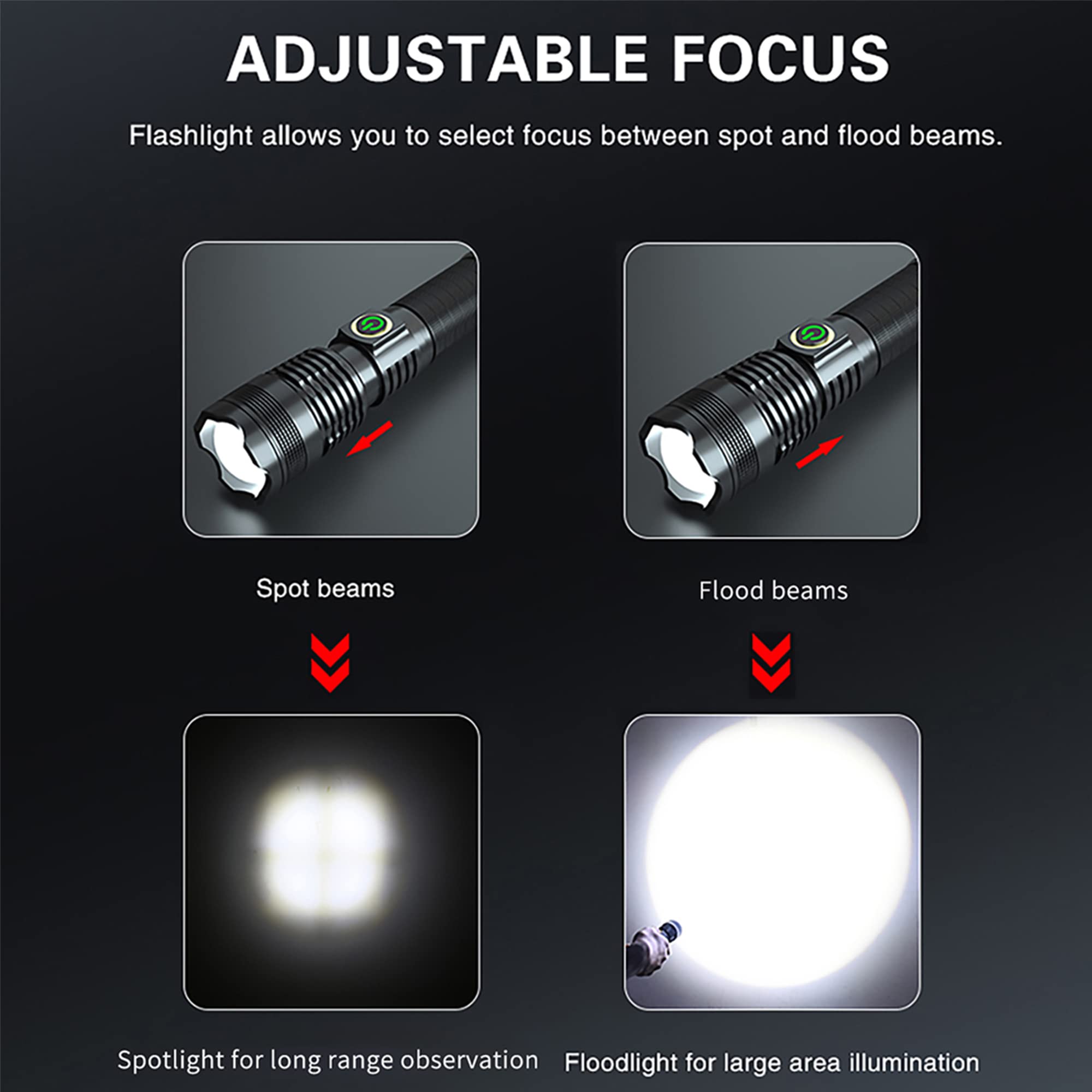 Xurleq 600000 High Lumen Handheld Flashlight Rechargeable Led Tactical Flashlight With 5 Modes Waterproof For Camping Hiking Outdoor Biking Emergency Self Defense