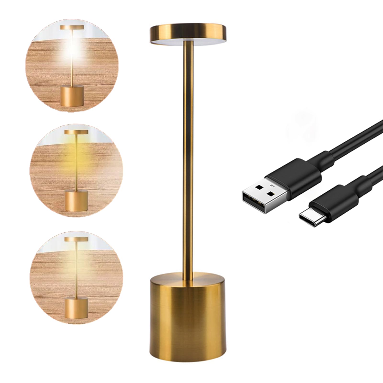 Mioblue Cordless Table Lamp, Rechargeable Table Lamp Led Touch Light, 3 Color Modes Desk Lamp, Stepless Dimmable Battery Powered Lamp, Usage For Table Light For Dinner, Patio, Restaurant, Bedroom