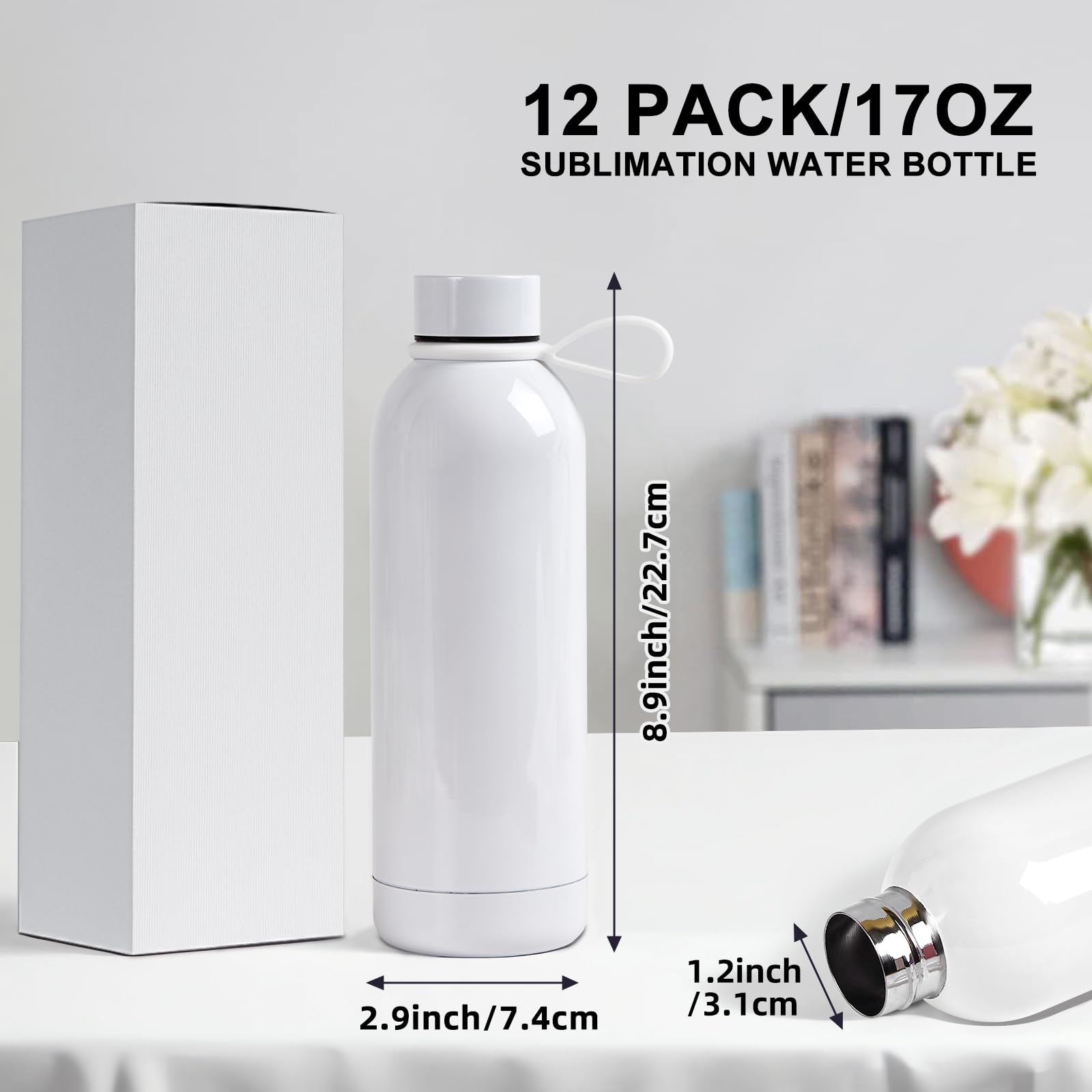 12 Pack 17 Oz Sublimation Tumblers Bulk, Double-Wall Insulated Stainless Steel Water Bottle Sublima