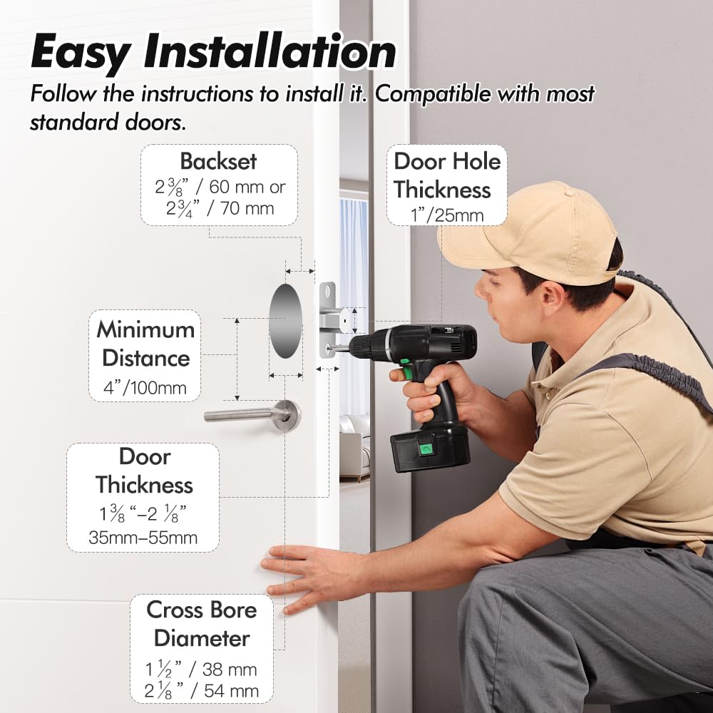 Zylenor Keyless Entry Door Lock, Smart Lock For Front Door With Digital Keypad, Built-In Wifi Deadbolt, App Remote Control With Easy Installation,  Battery Life