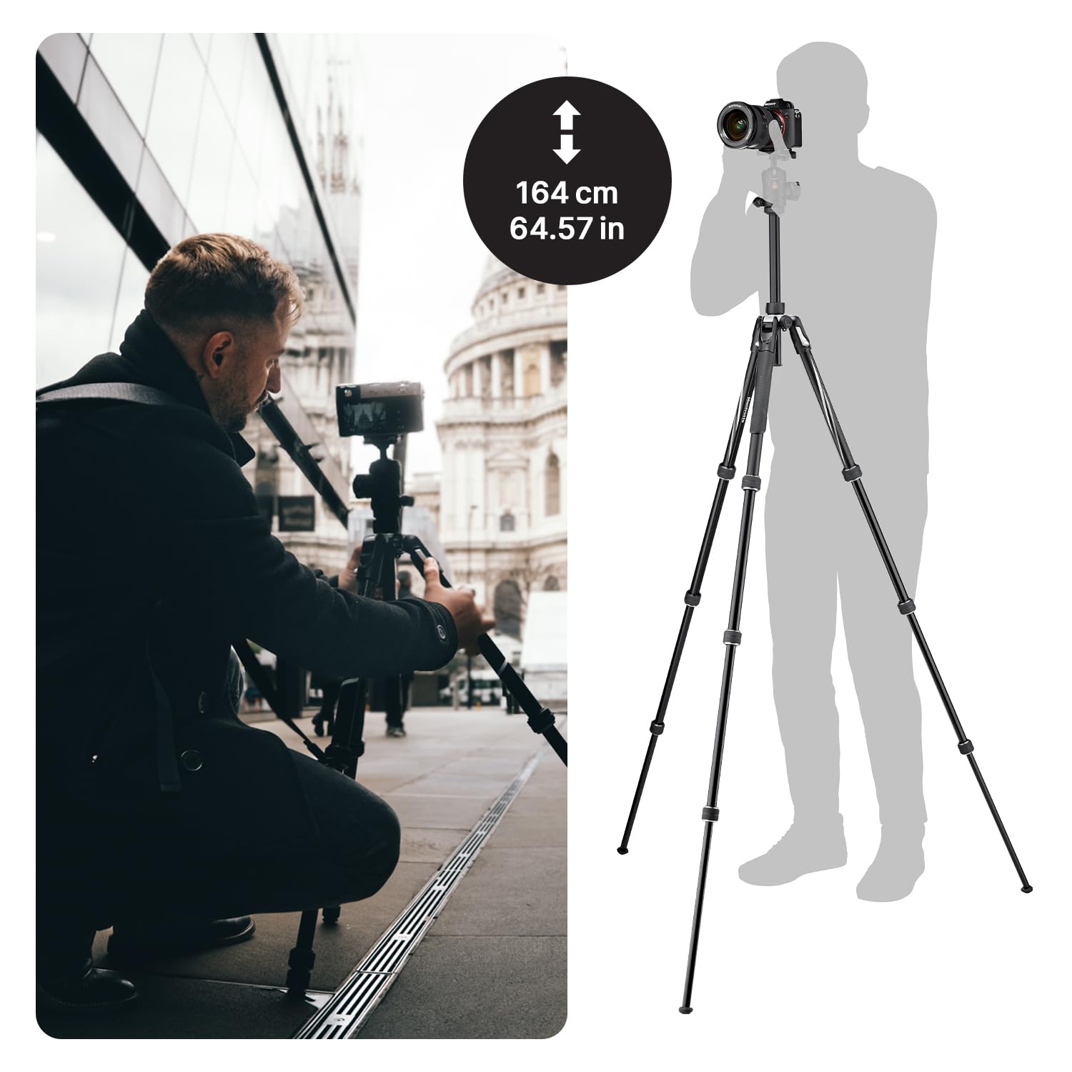 Manfrotto Be Gt 4-Section Aluminum Travel Tripod With 496 Center Ball Head, Black/Silver